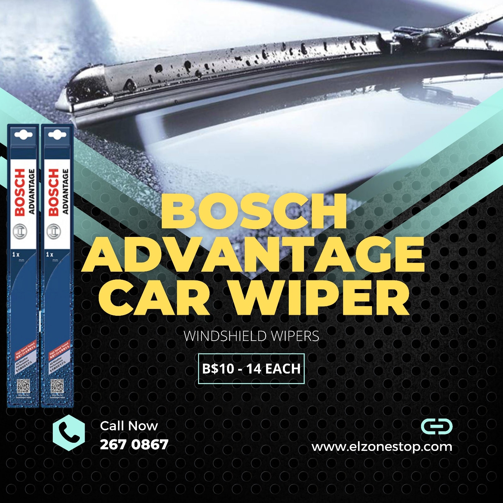 Bosch Clear Advantage Beam Wiper Blades - Pair Set 26" & 16" For Front Left/Right