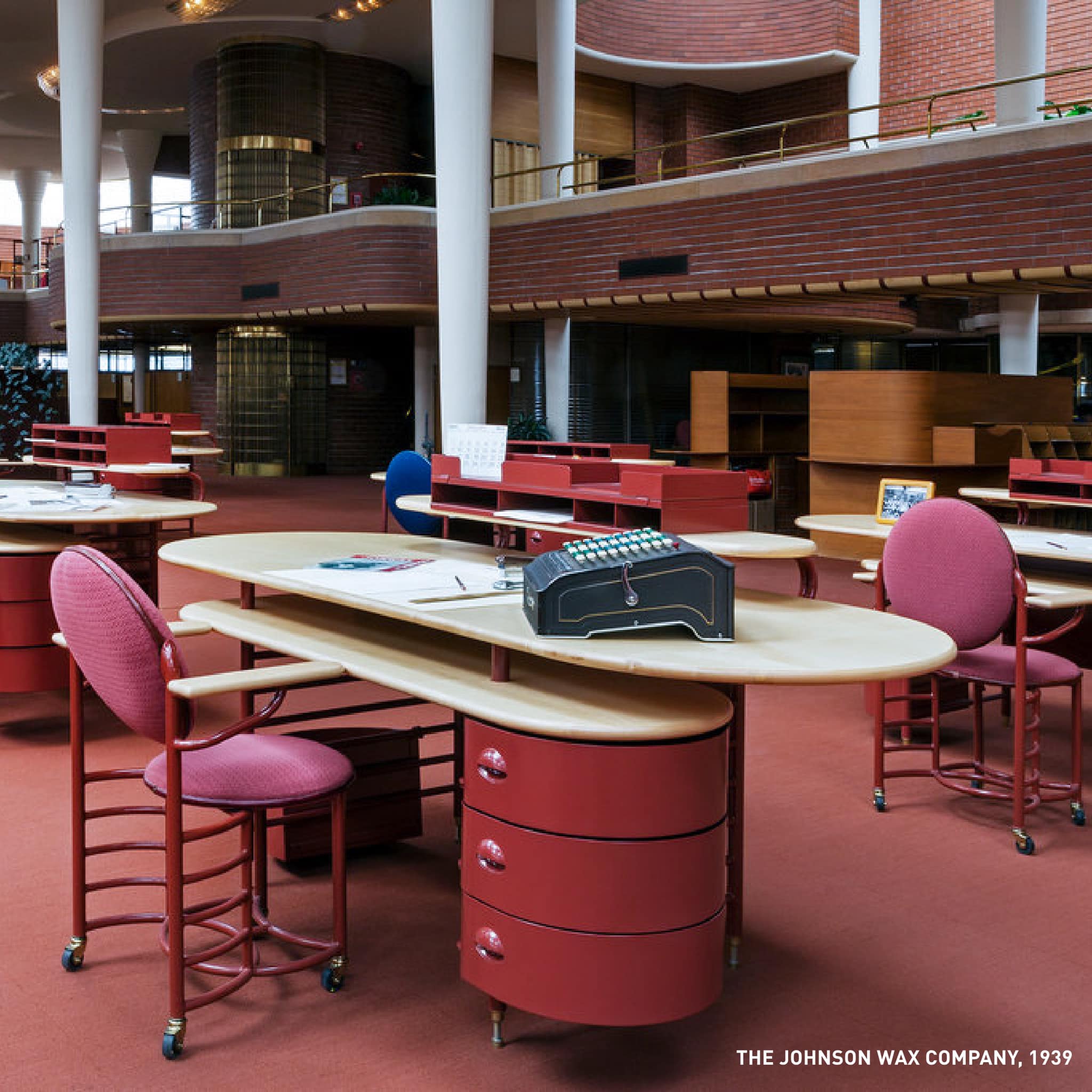 The Great Workroom in Frank Lloyd Wright's S.C. Johnson & Son
