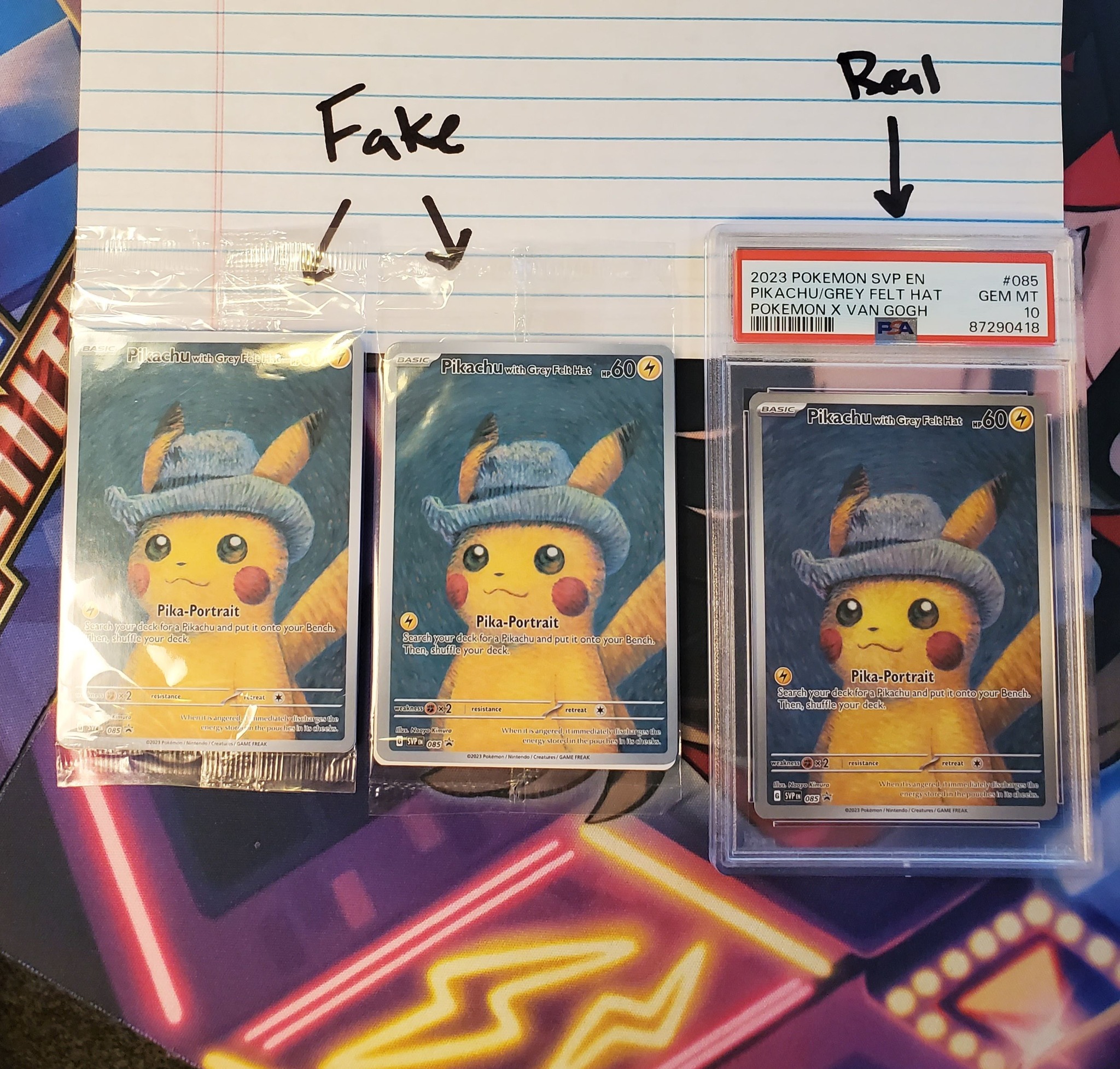 pokemon card pikachu with grey felt hat #85 EXTENDED ART depicting Pikachu in the iconic style of the legendary artists Self Pikachu with Grey Felt Hat