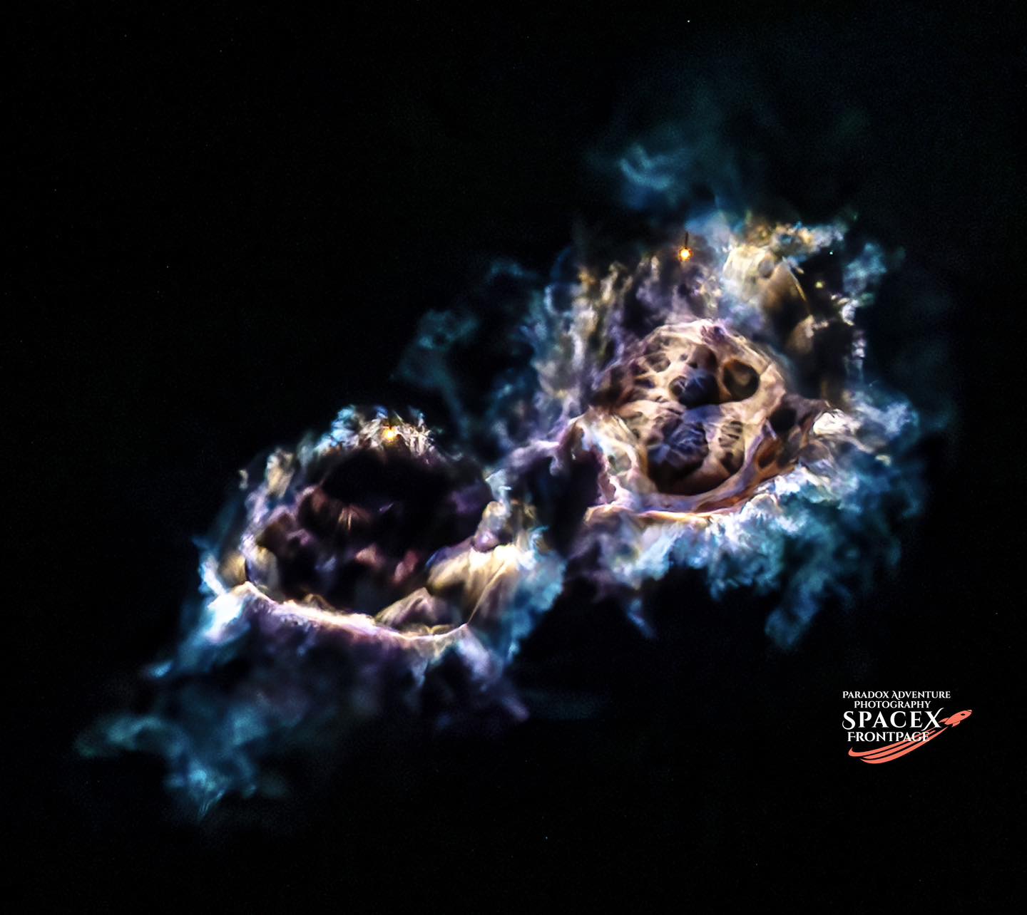 Falcon Heavy boostback burn photo from NROL-97 launch
