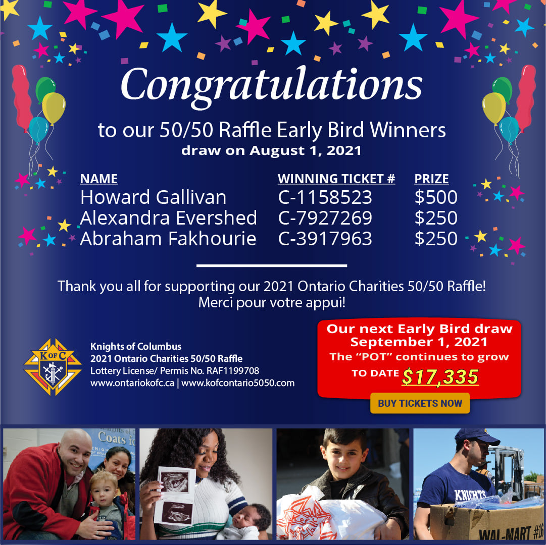 Knights - Congratulations to our Early Bird winners for the 3rd Quarter ...
