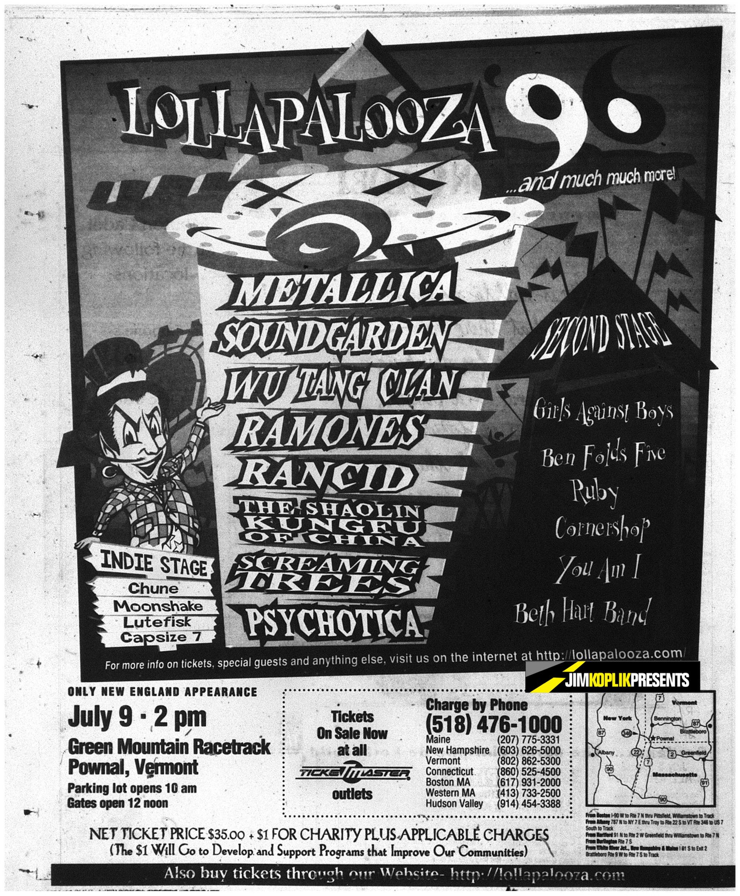 Lolapalooza 1996 lineup at Green Mountain Racetrack