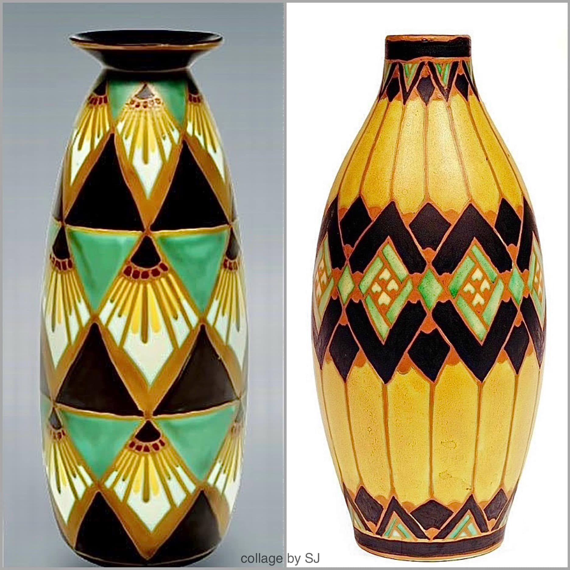 TWO ART DECO CERAMIC VASES, 1930s, by Charles CATTEAU (1880-1966