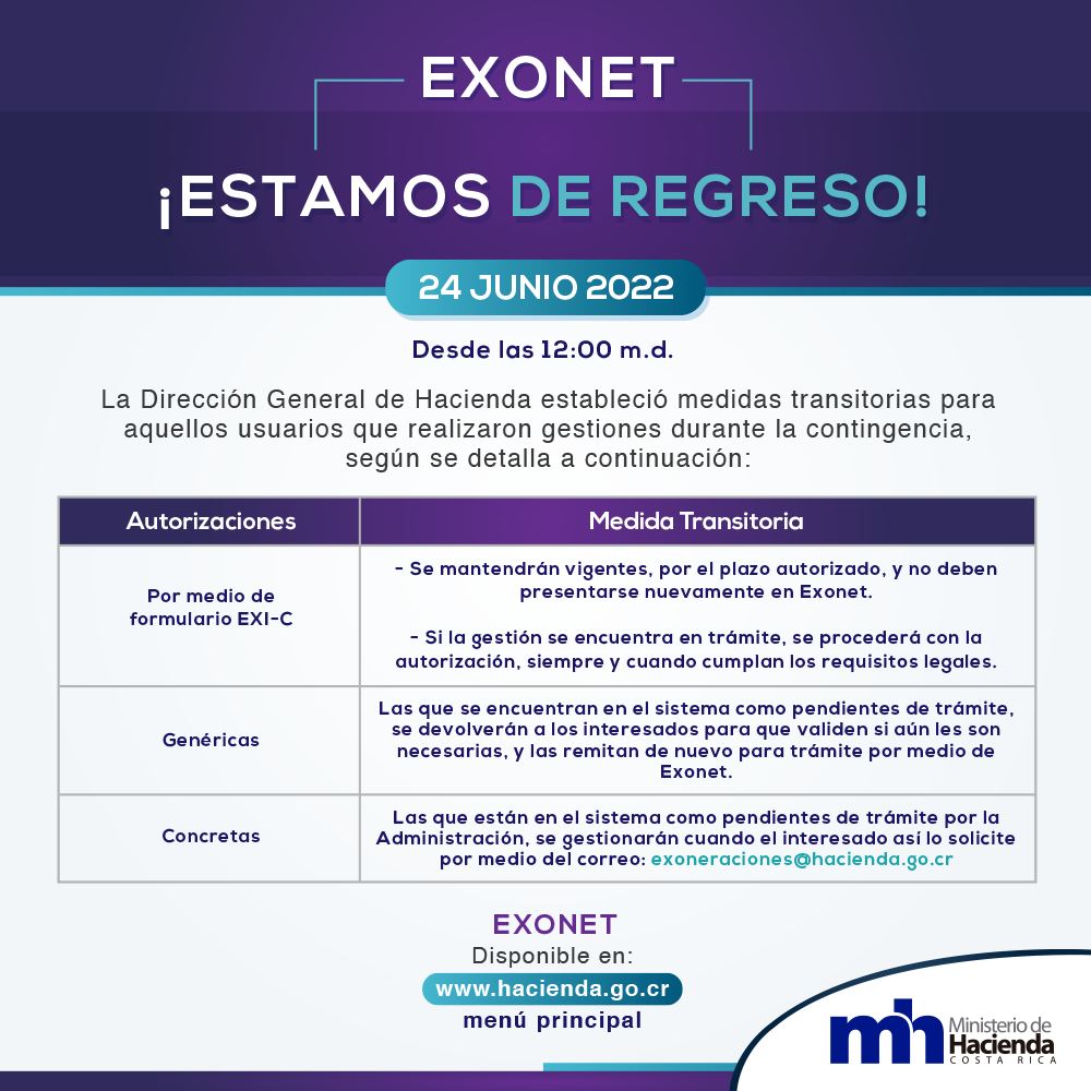 EXONET ¡Estamos de... - Ministerio de Hacienda de Costa Rica | Facebook