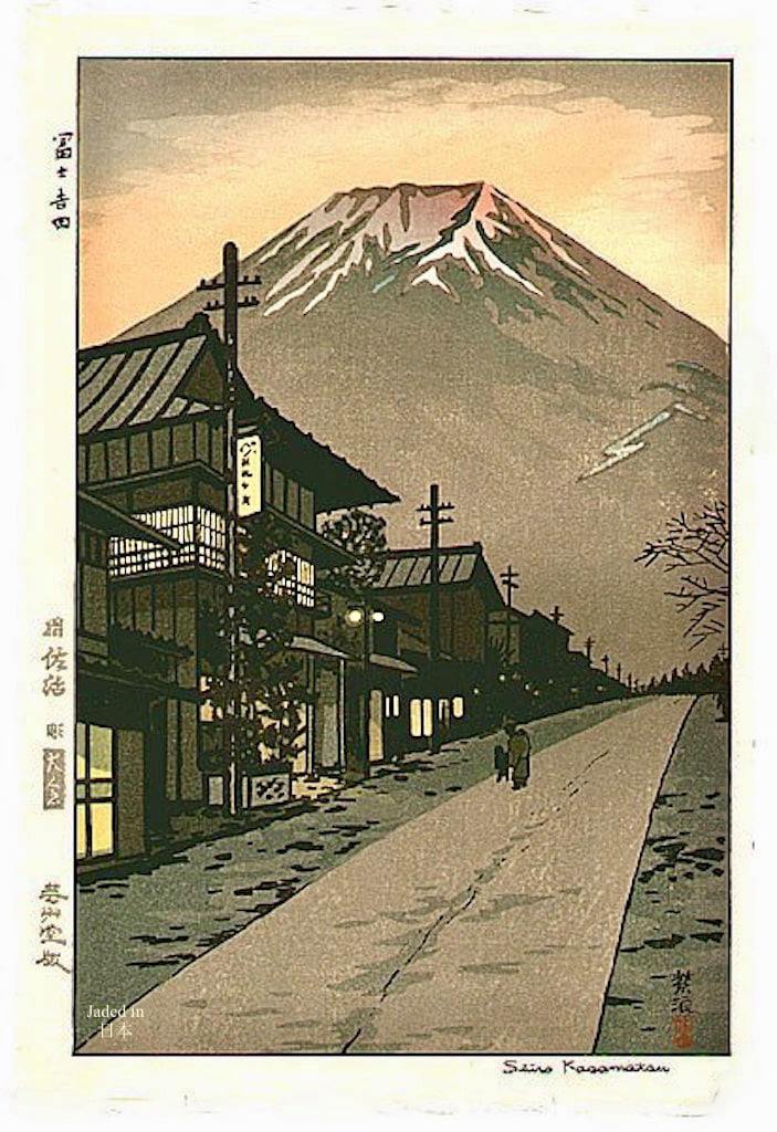 Kojiki Shrine, Hiraizumi. A rainy day #mokuhanga #woodcut