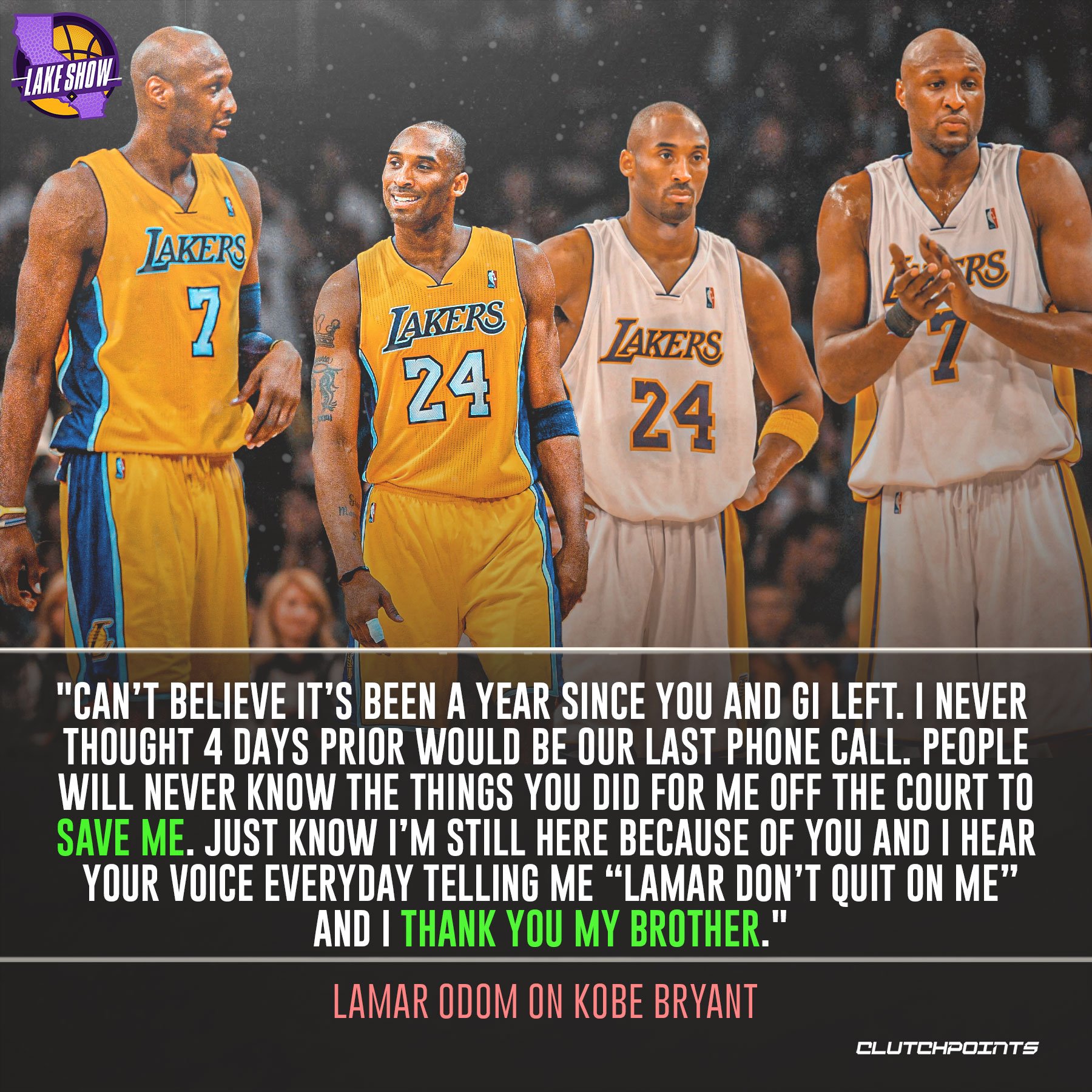 The bond between Lamar Odom and Kobe Bryant went far beyond the 