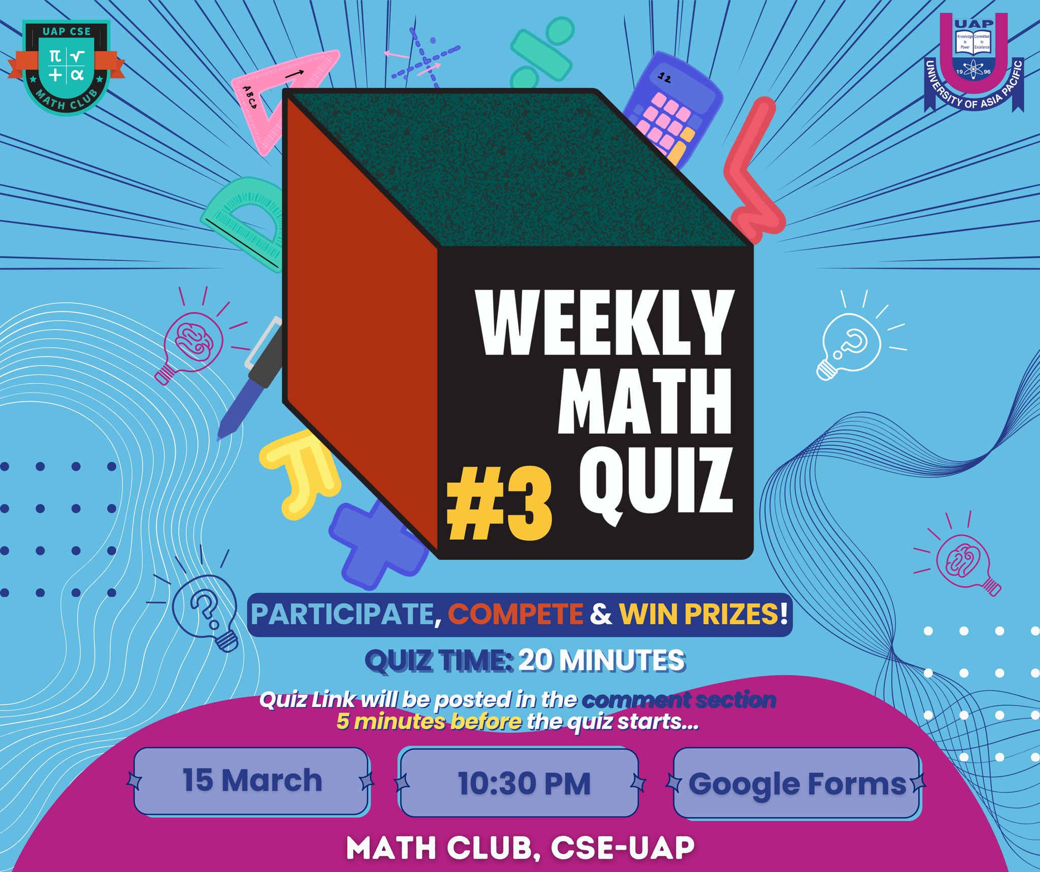 Math Quiz is Back! With New Time 🏆... - Math Club, CSE - UAP | Facebook
