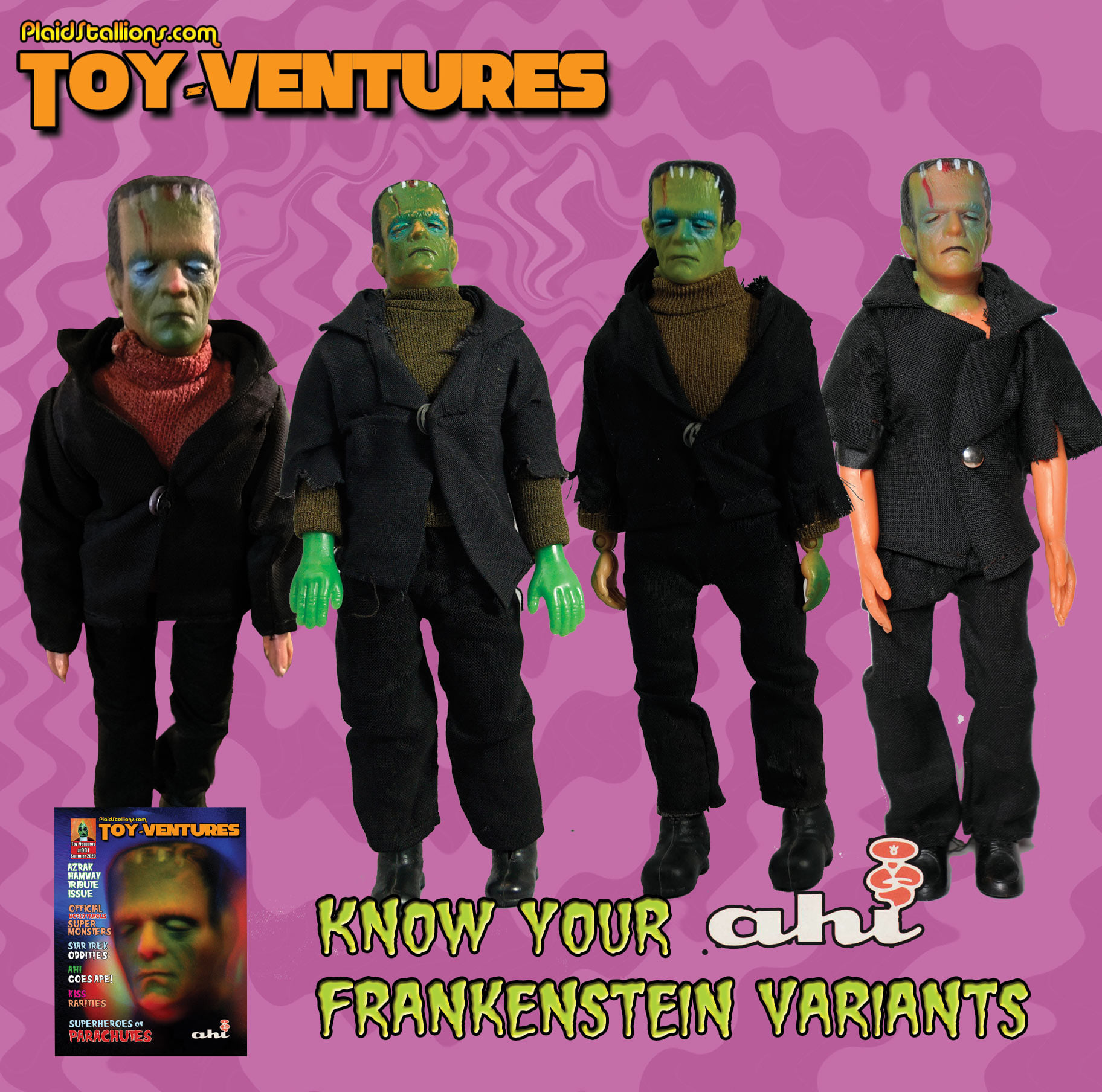 Ahi Frankenstein action figure variants explained