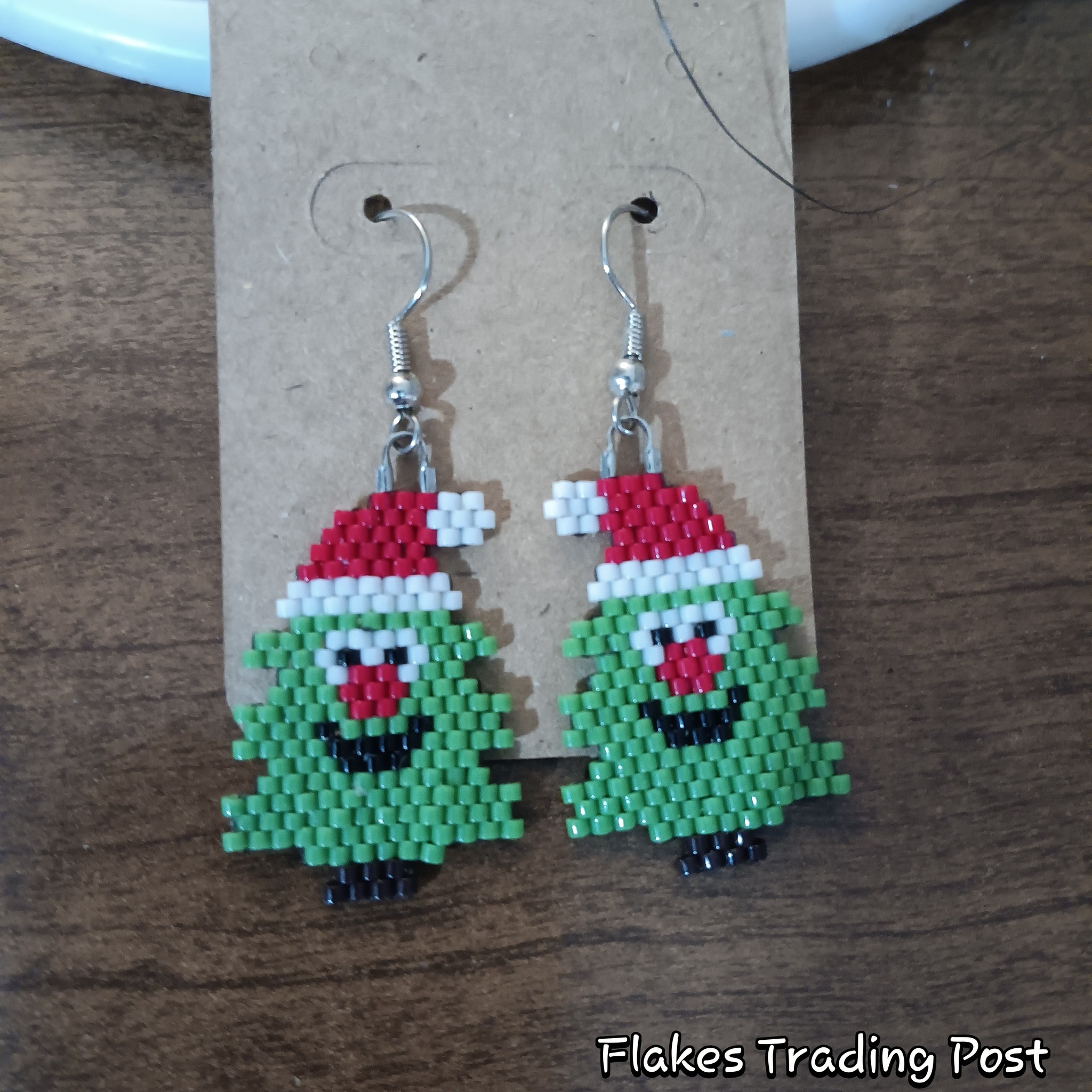 SANTA Beaded Santa Claus Christmas Earrings - Dangles