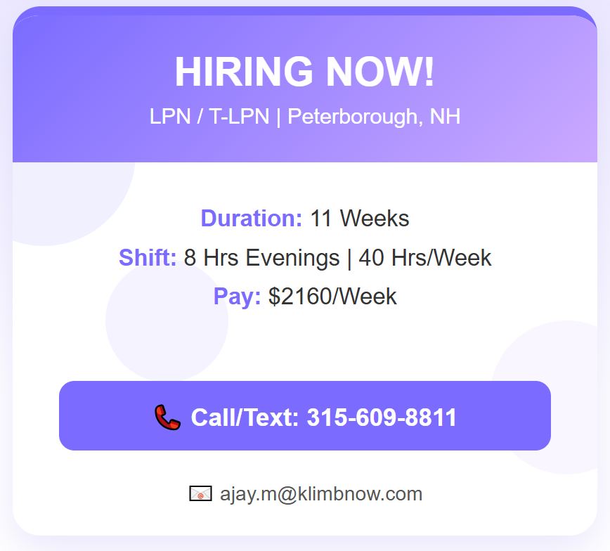 LPN Travel Assignment | Facebook