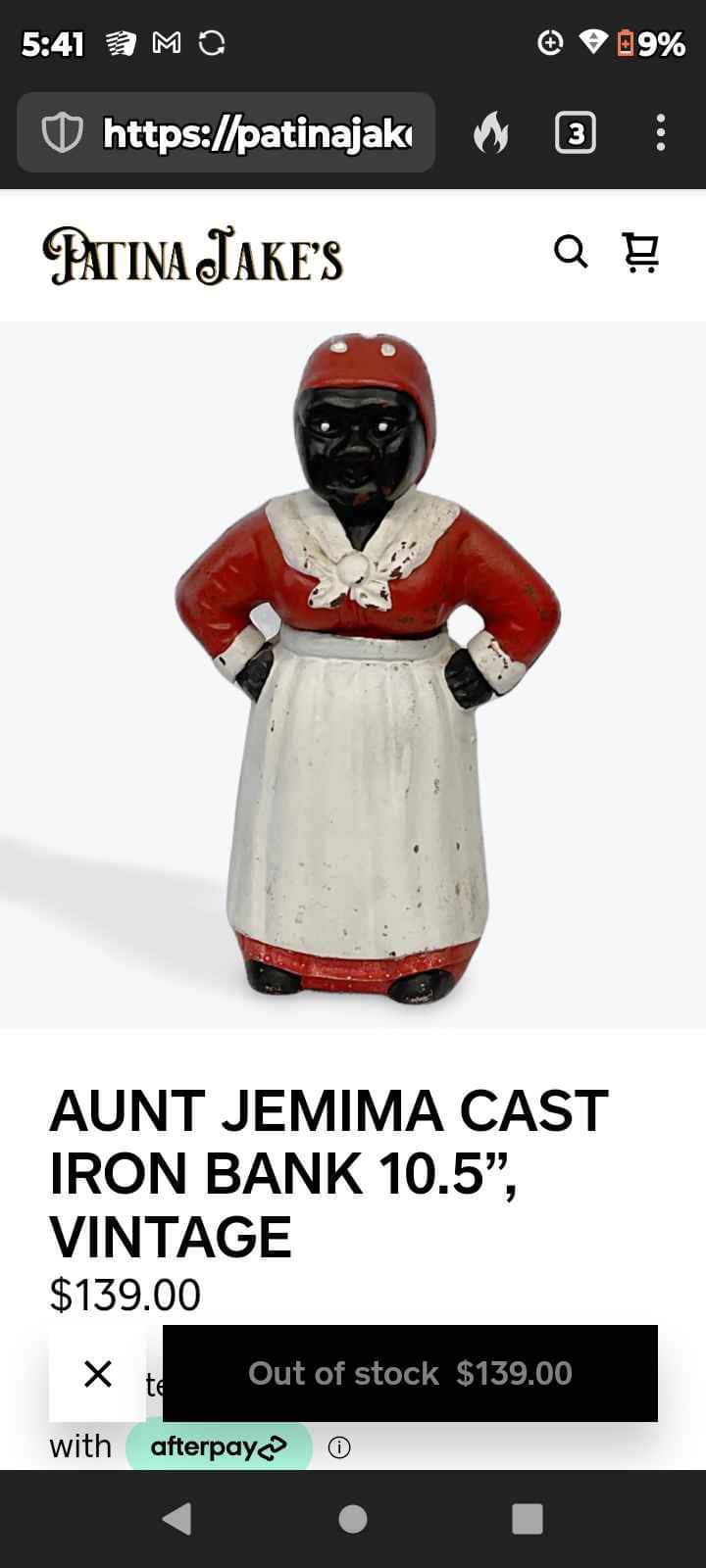 Antique cast iron Aunt Jemima bank, 8