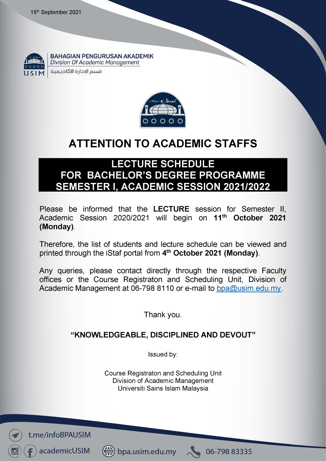 Bahagian Pengurusan Akademik Usim Academic Management Division Usim Home Facebook