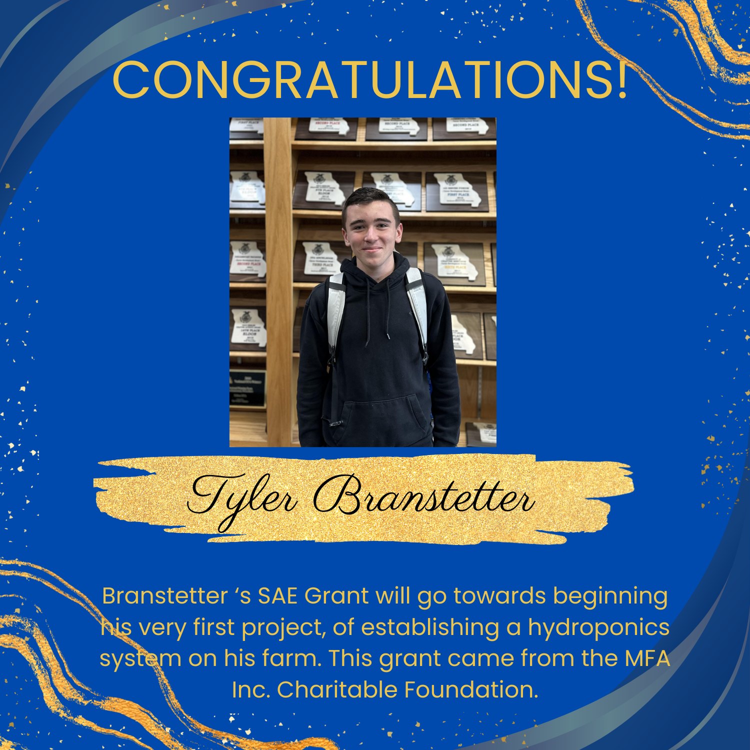 Eldon - We would like to give a HUGE CONGRATULATIONS to Tyler ...