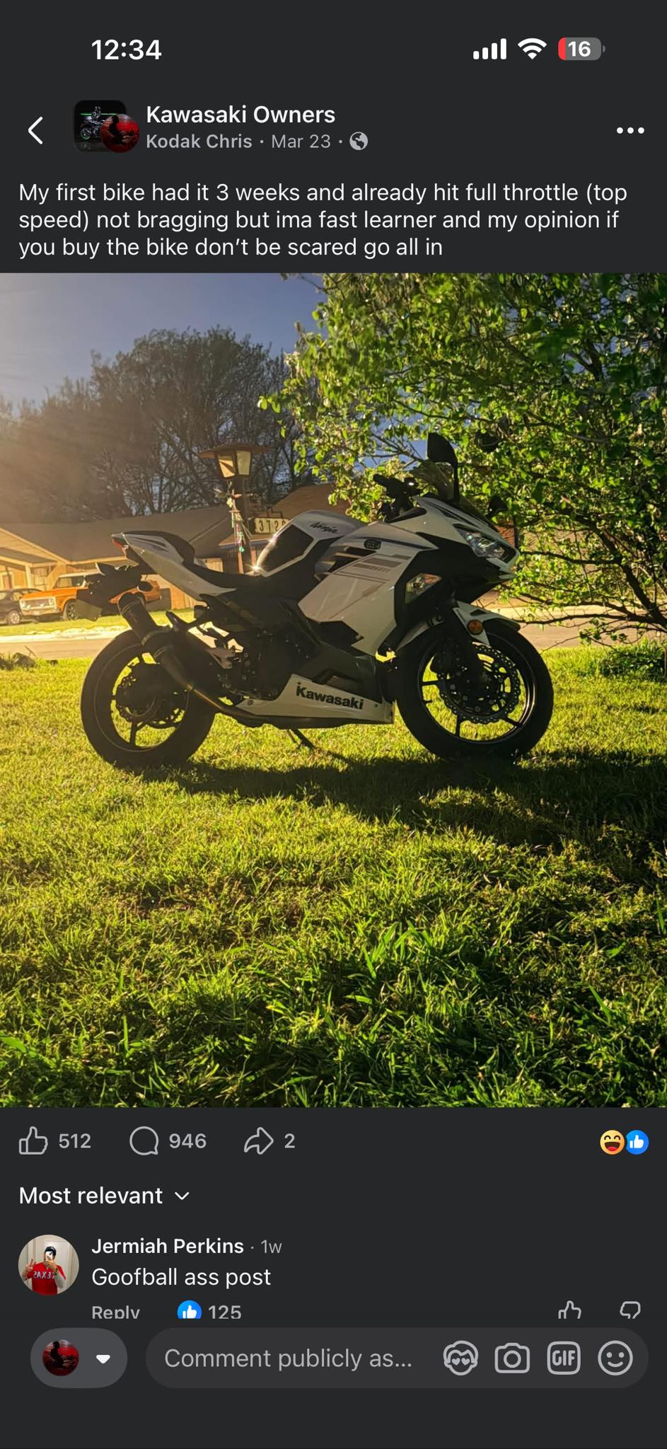 Kawasaki bike crash and repair update