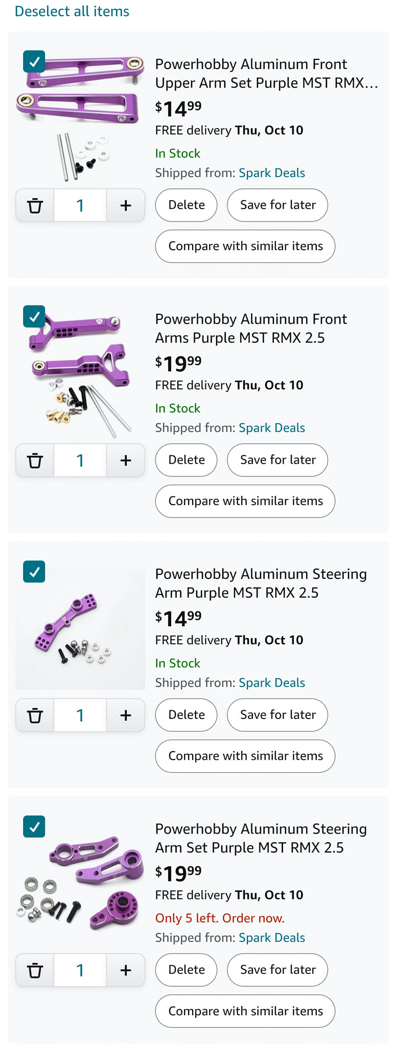 Powerhobby Aluminum Brake Calipers Purple MST RMX 2.5