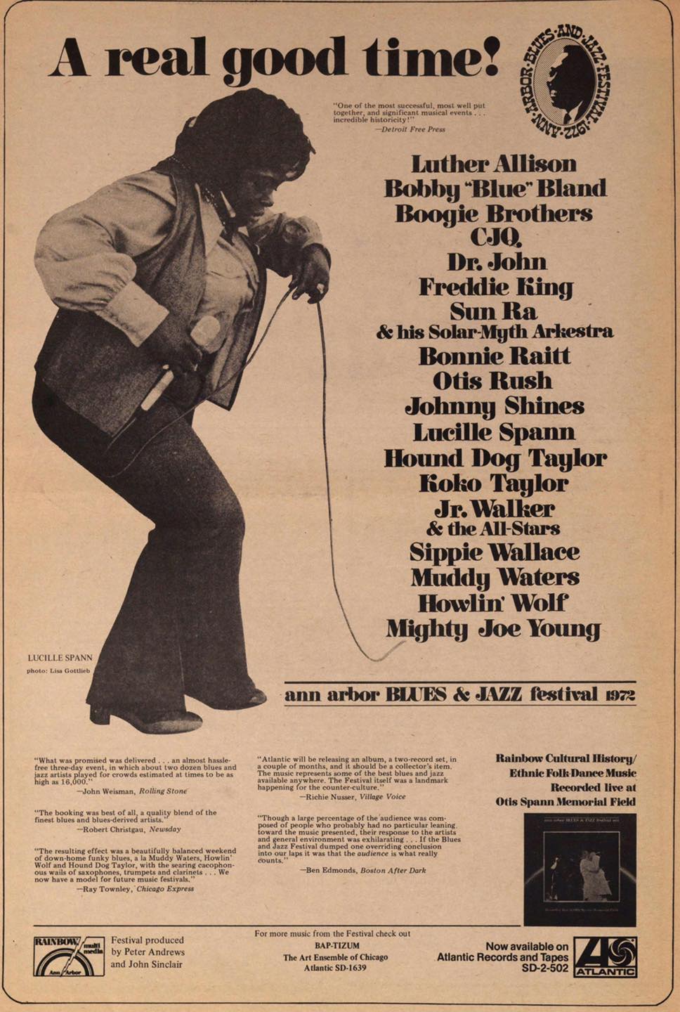 The 1972 Ann Arbor Blues & Jazz Festival! That's Lucille Spann