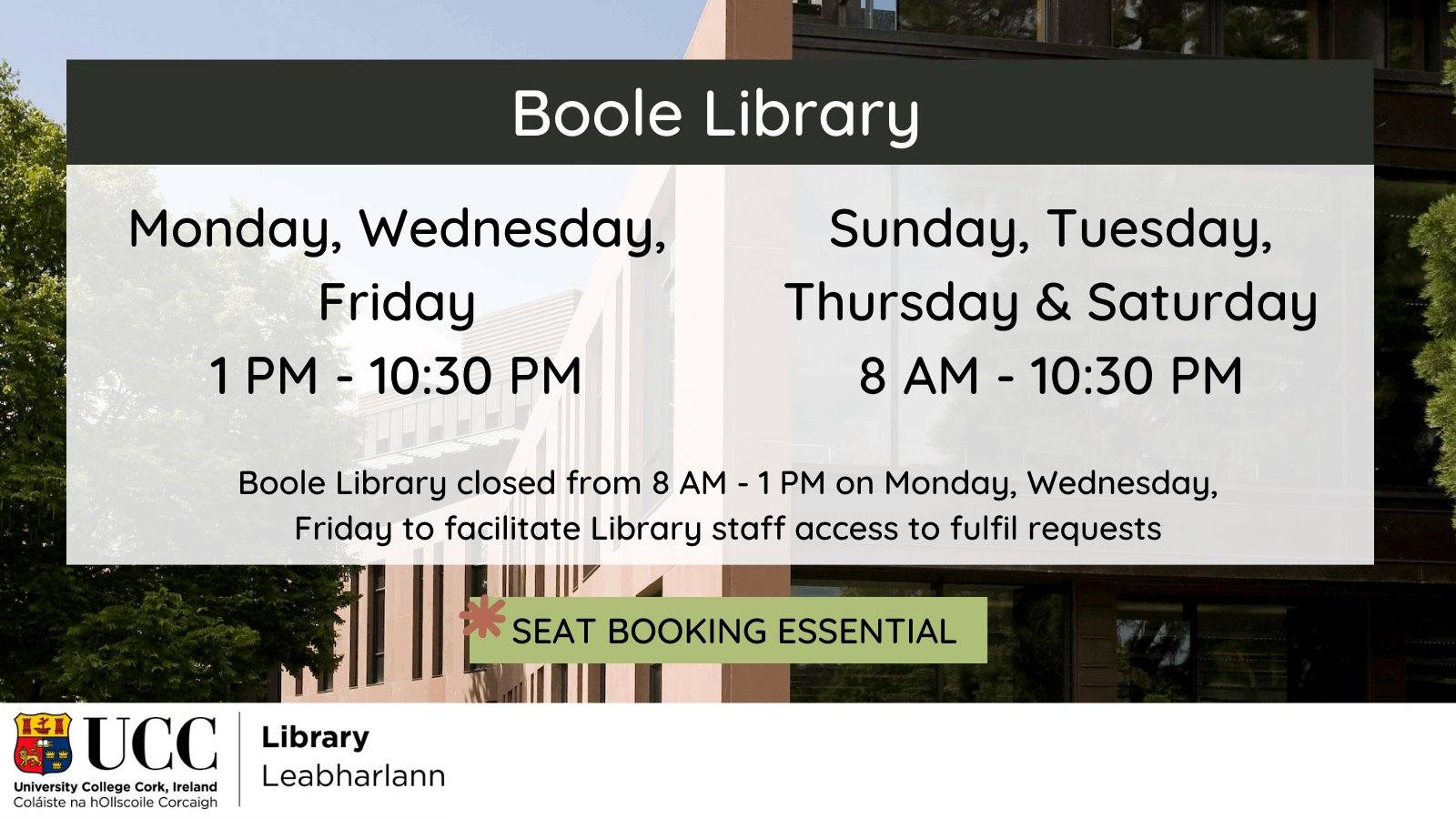 📢 Important information from... - University College Cork