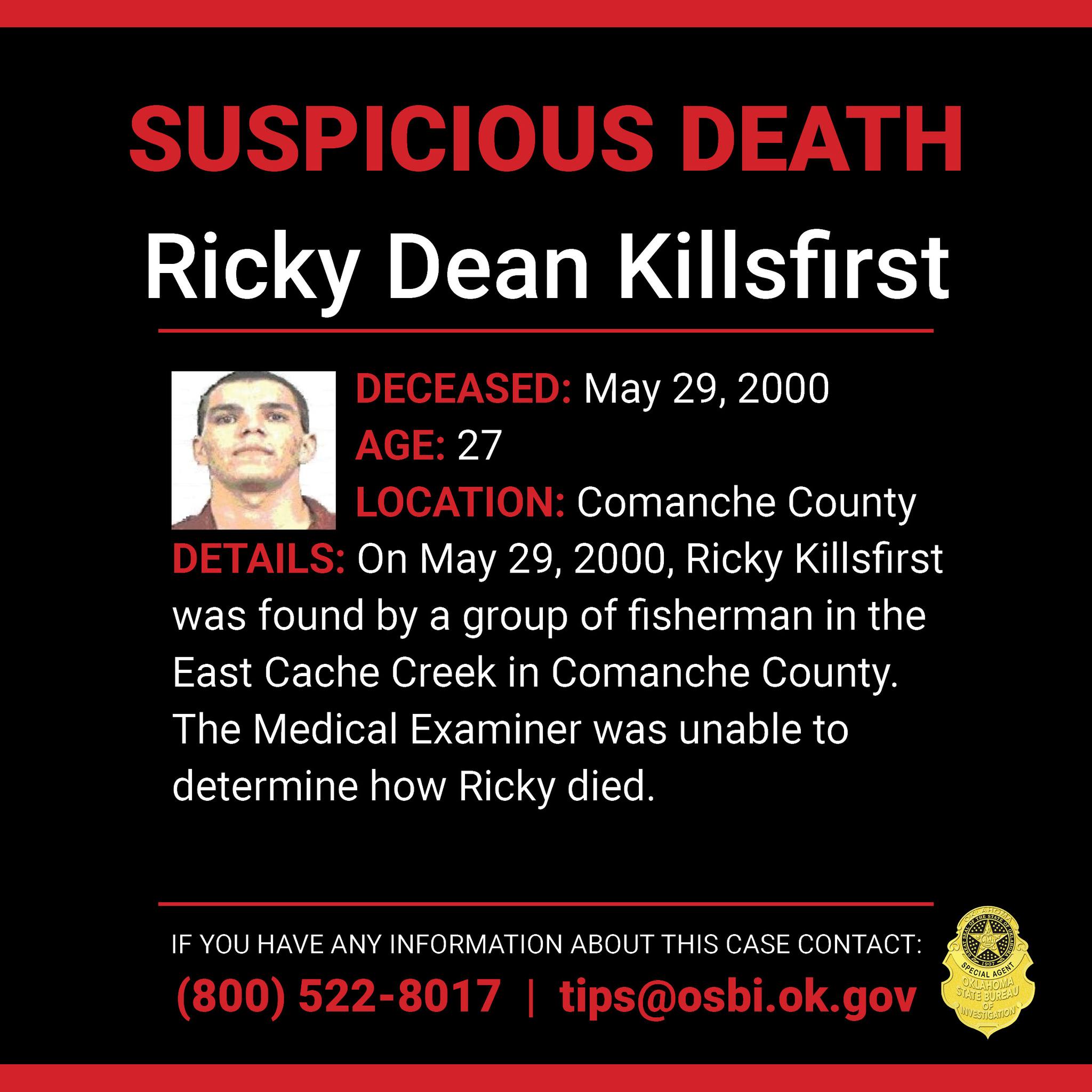 RICKY DEAN KILLSFIRST.... - MMIP Apache Chapter of Oklahoma | Facebook
