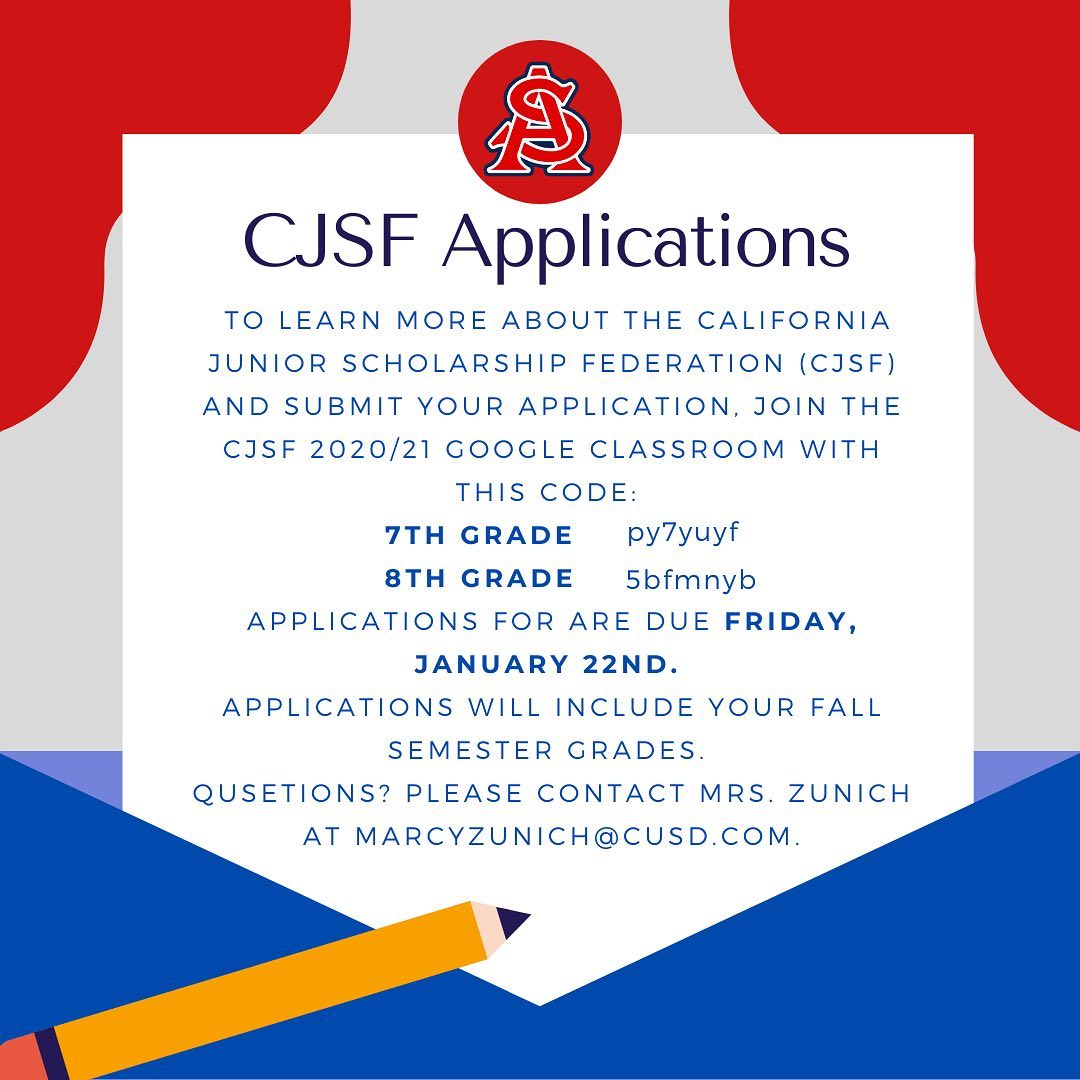 CJSF applications are... - Alta Sierra Intermediate School