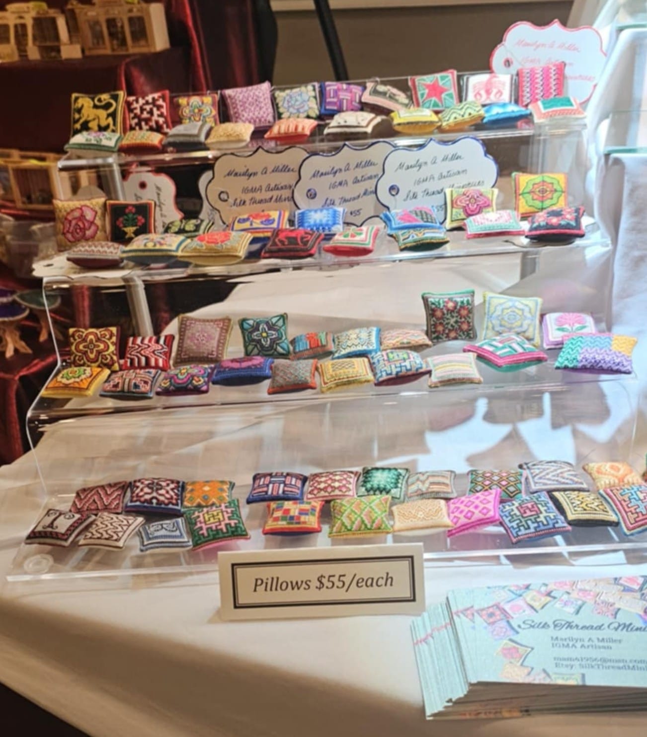 Miniature Silk Embroidered Pillows at Philadelphia Miniaturia
