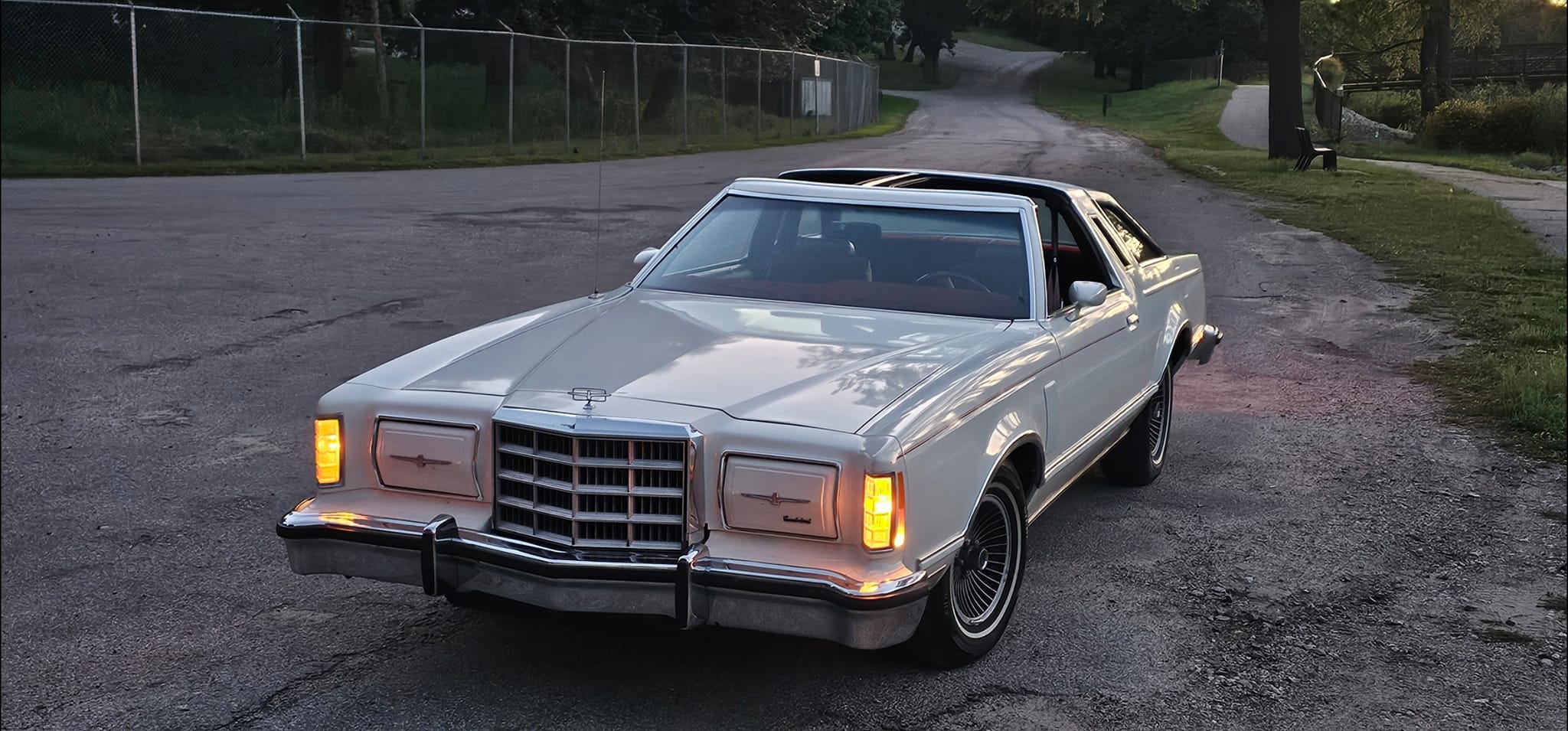 1979 Polar White Thunderbird with red interior
