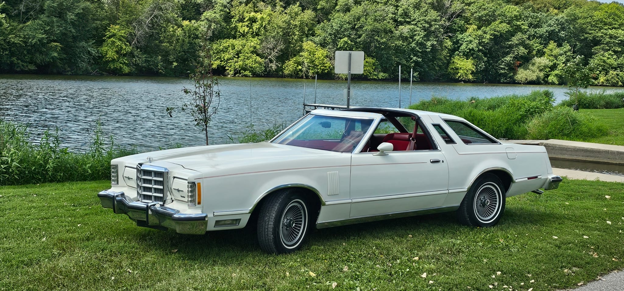 1979 Polar White Thunderbird with red interior