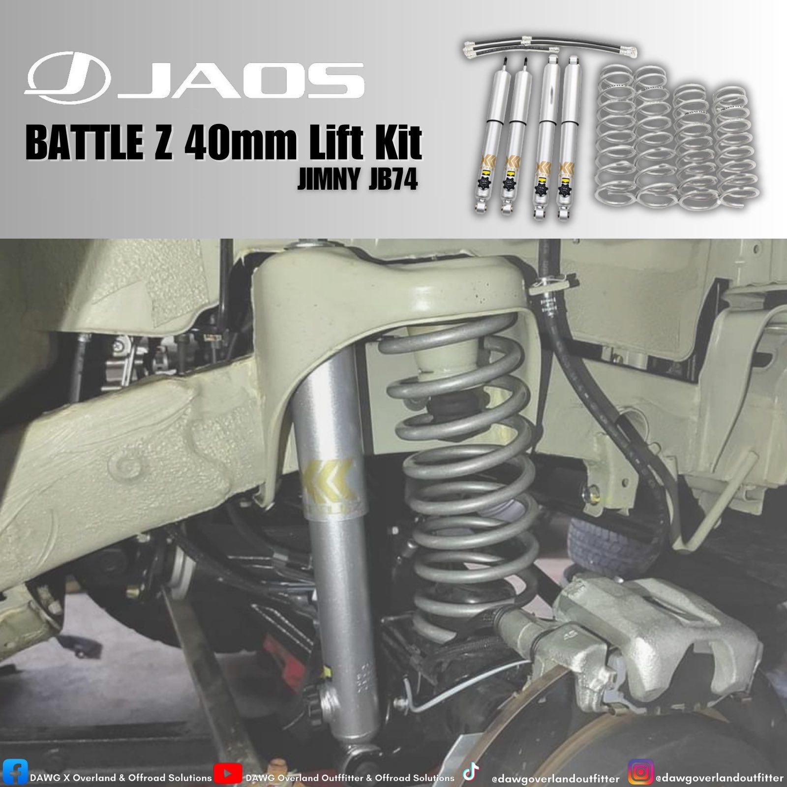 Jaos Battle Z 40mm lift kit for Suzuki Jimny JB74