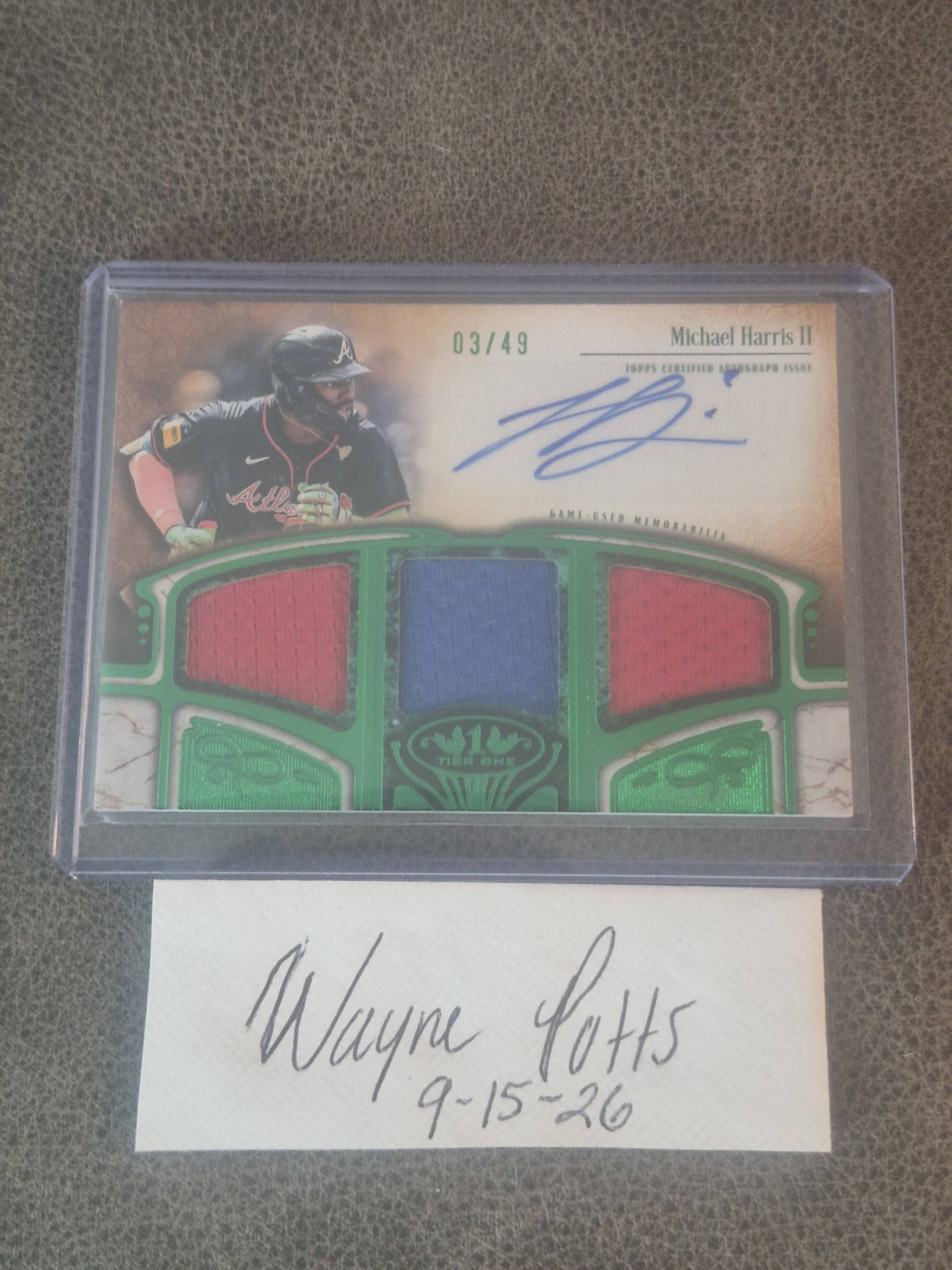 2026 Topps Tier One Michael Harris II Emerald Triple Relic Auto