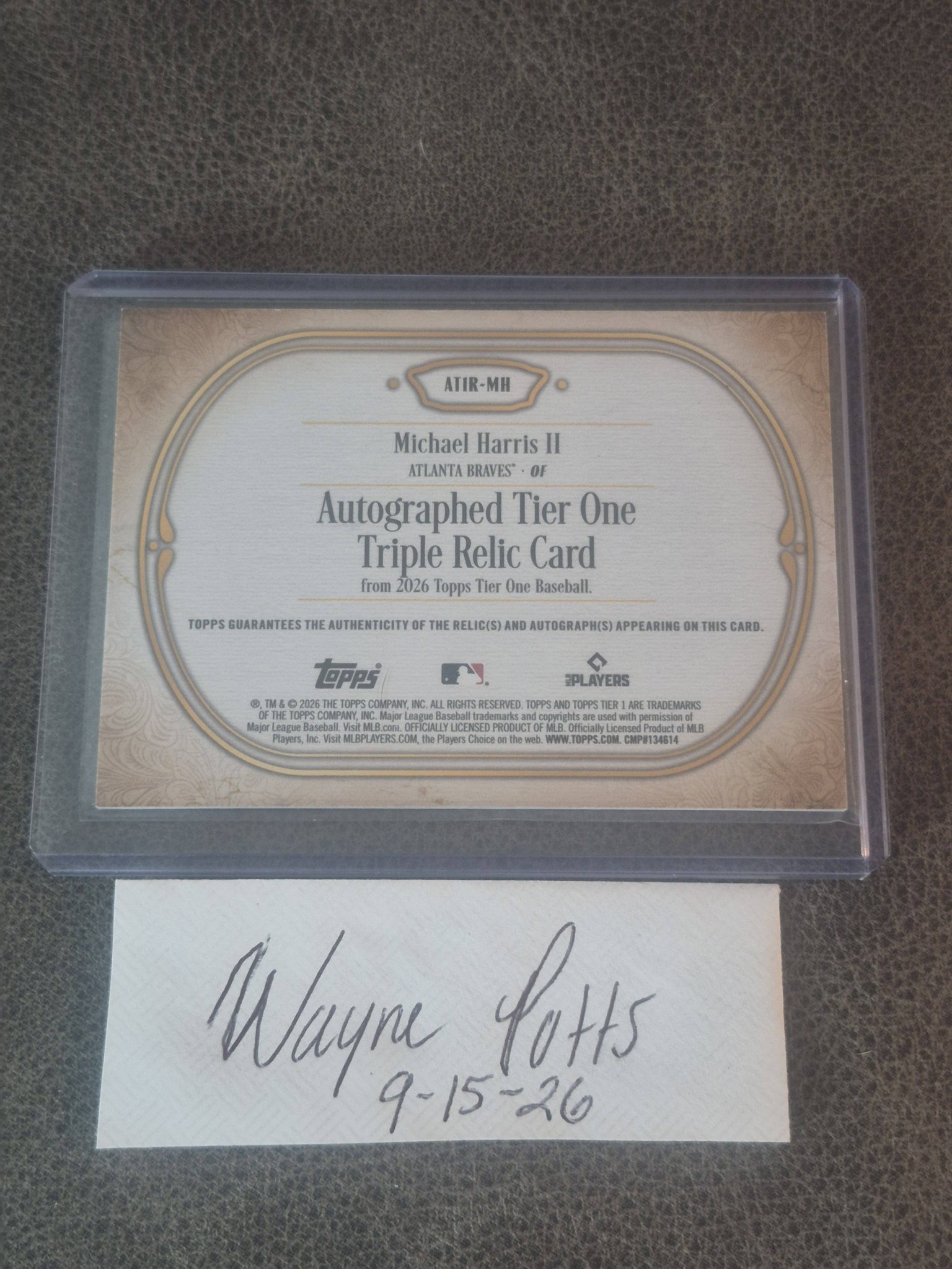 2026 Topps Tier One Michael Harris II Emerald Triple Relic Auto