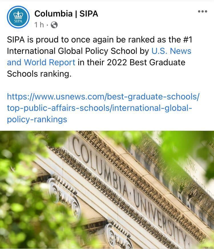 Columbia University Alumni Club Of Mexico Columbia Alumni Association Columbia University In The City Of New York Columbia Sipa Proud To Be Ranked As The 1 International Global Policy School Facebook