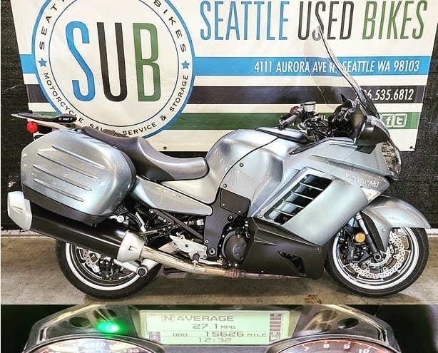 1998 Kawasaki Concours touring motorcycle is black with a large
