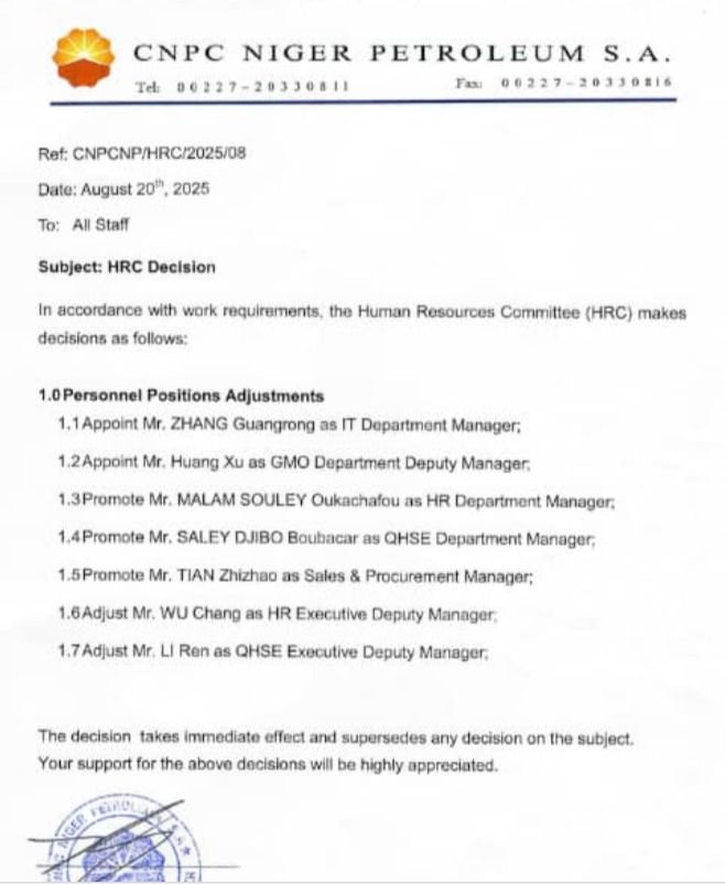 Ibrahim - Pour la première fois dans l’histoire de la CNPC Niger ...