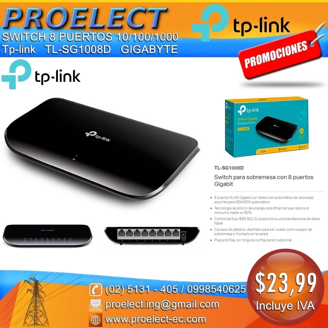 Proelect - 🚨 Switch TL-SG1008D TP-LINK para sobremesa con...