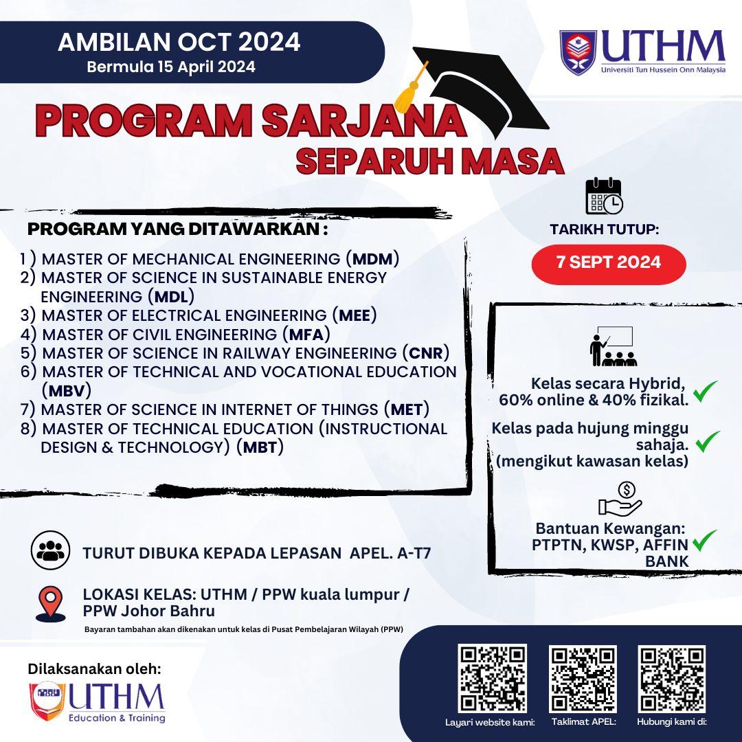 UTHM EduTrain - PERHATIAN!!🔊🔊 🎓𝐓𝐀𝐖𝐀𝐑𝐀𝐍 𝐊𝐄𝐌𝐀𝐒𝐔𝐊𝐀𝐍 𝐊𝐄... | Facebook
