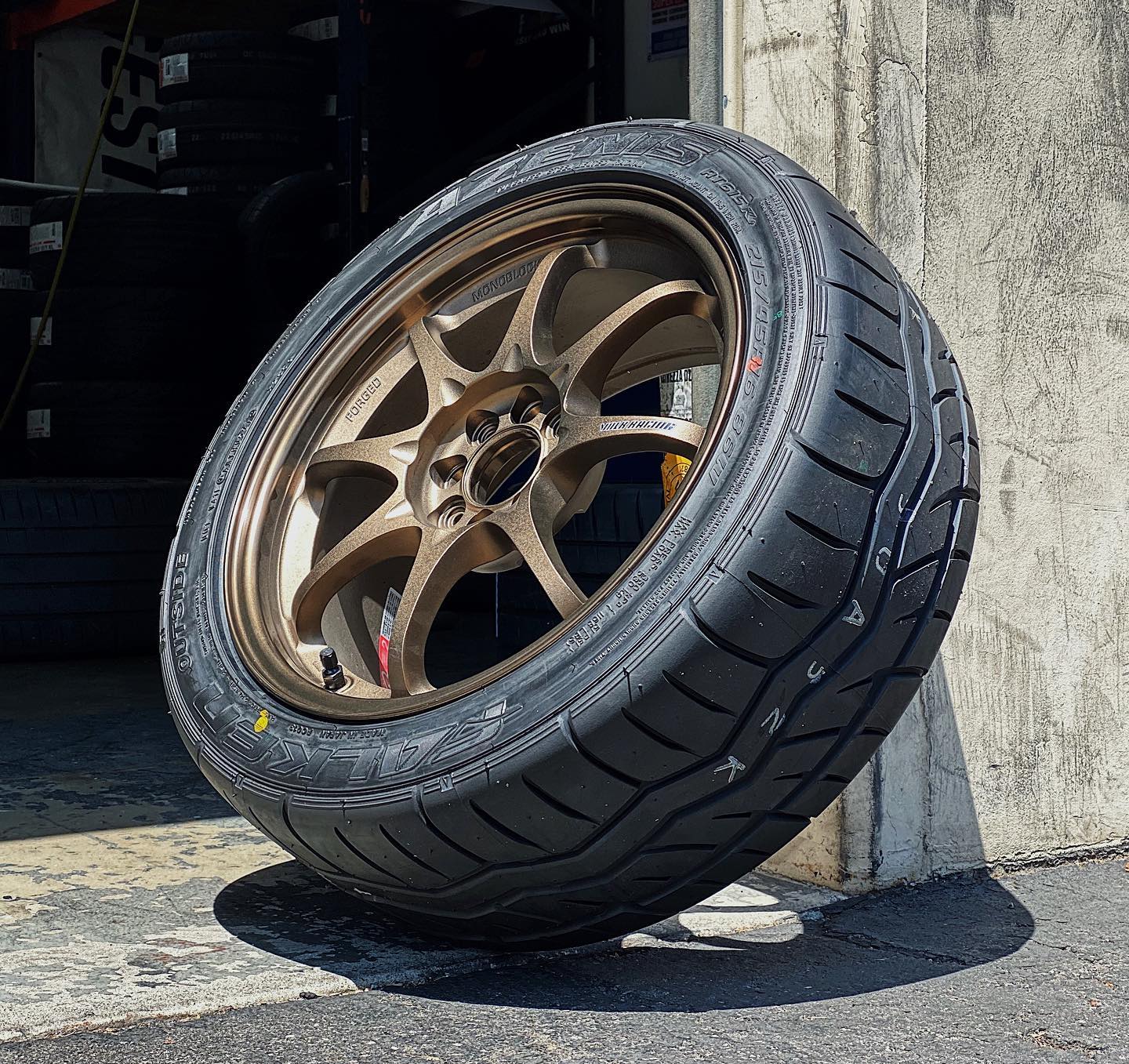 215/45/16 Falken Azenis RT615K+ tires on 16x7.5 Volk CE28 wheels 