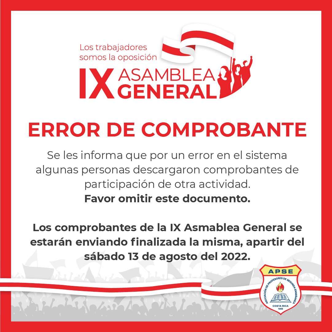 APSE Informa - ERROR DE COMPROBANTE Se les informa que... | Facebook
