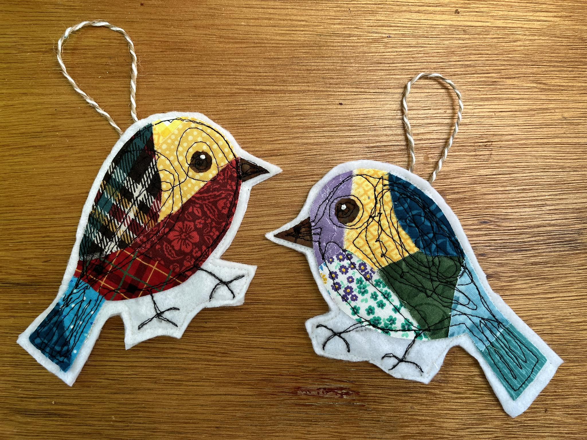 Freehand quilting scrappy birds