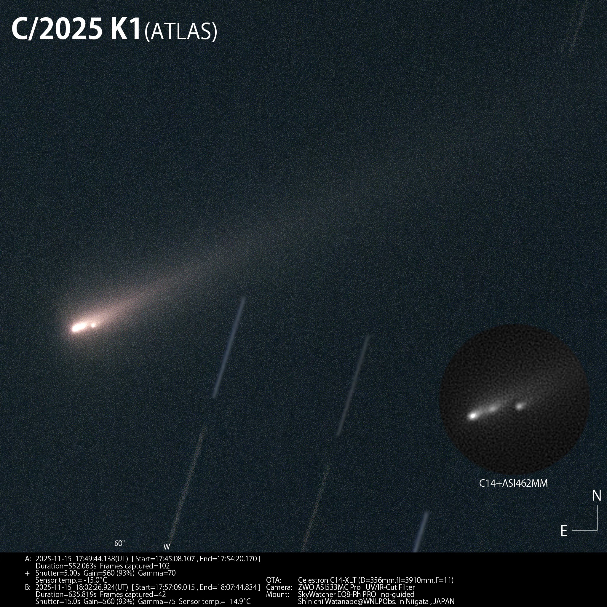Comet C/2025 K1 (ATLAS) fragments with bright tails