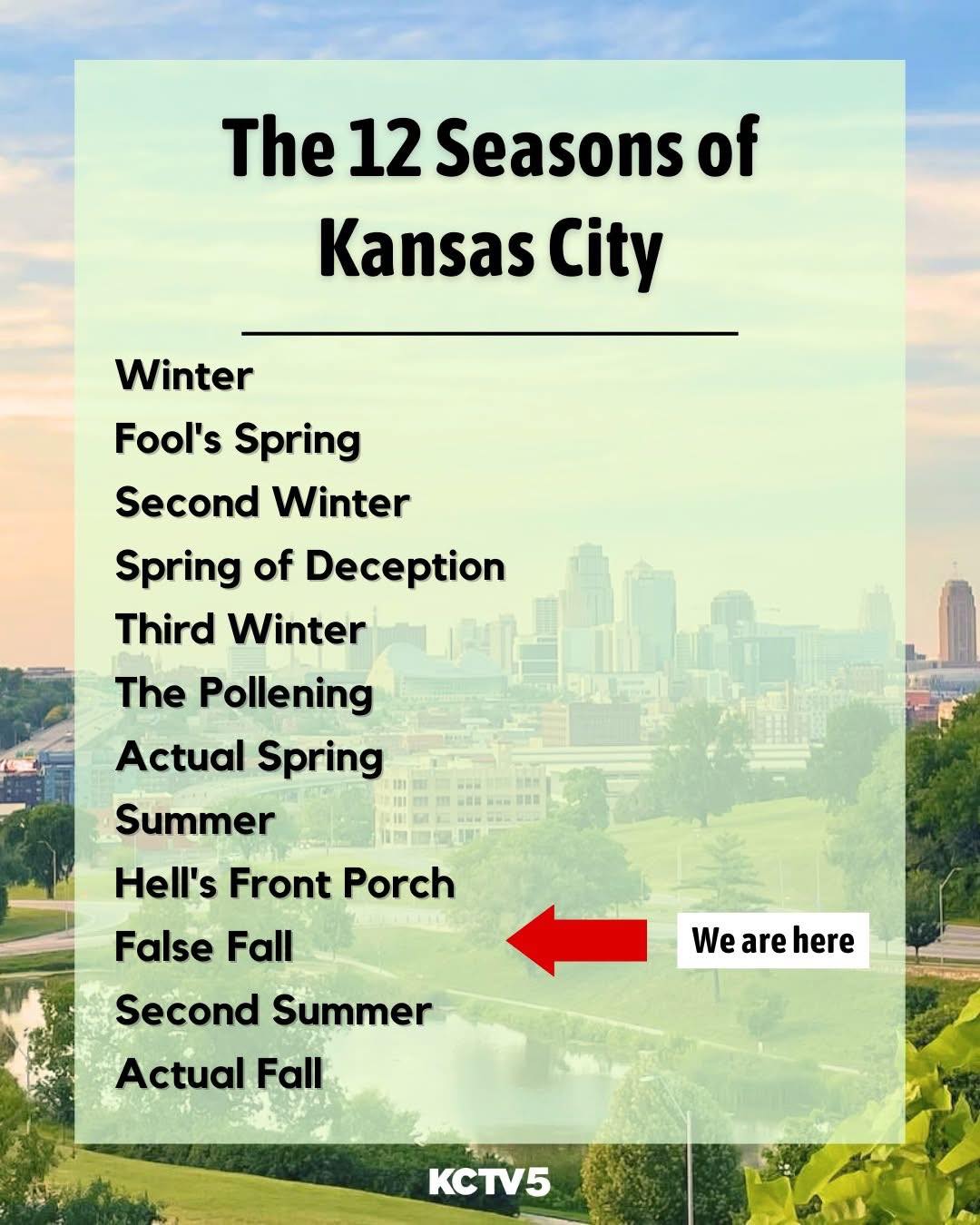 Lane - Kansas City doesn’t have seasons… we’re just in a toxic ...