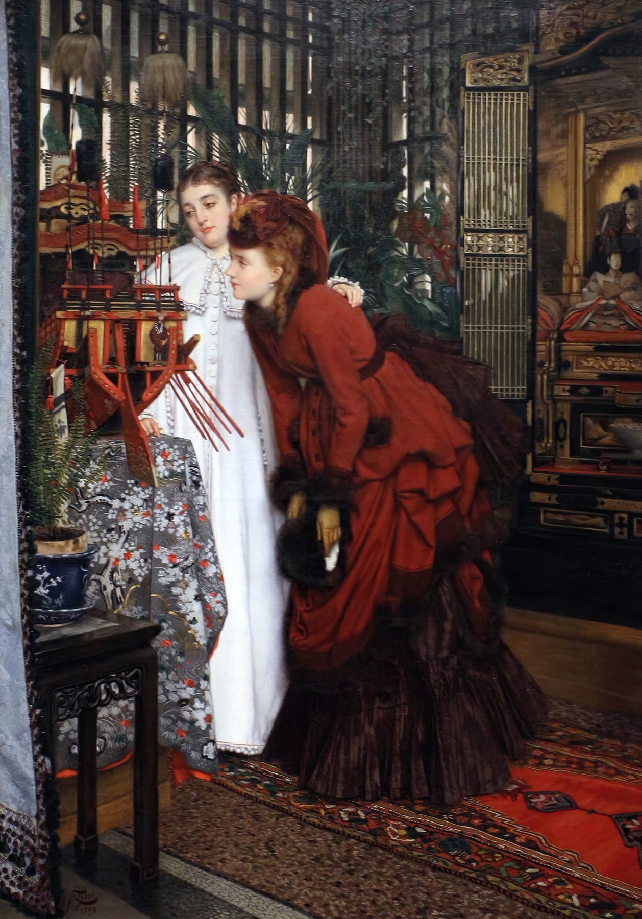 Young Ladies Looking at Japanese Objects