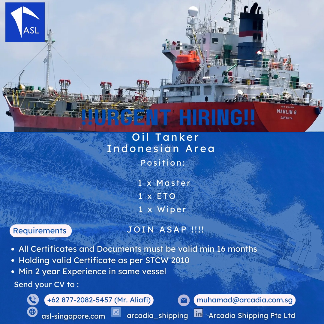 INFO LOKER PELAUT | Arcadia Shipping Urgent Hiring | Facebook