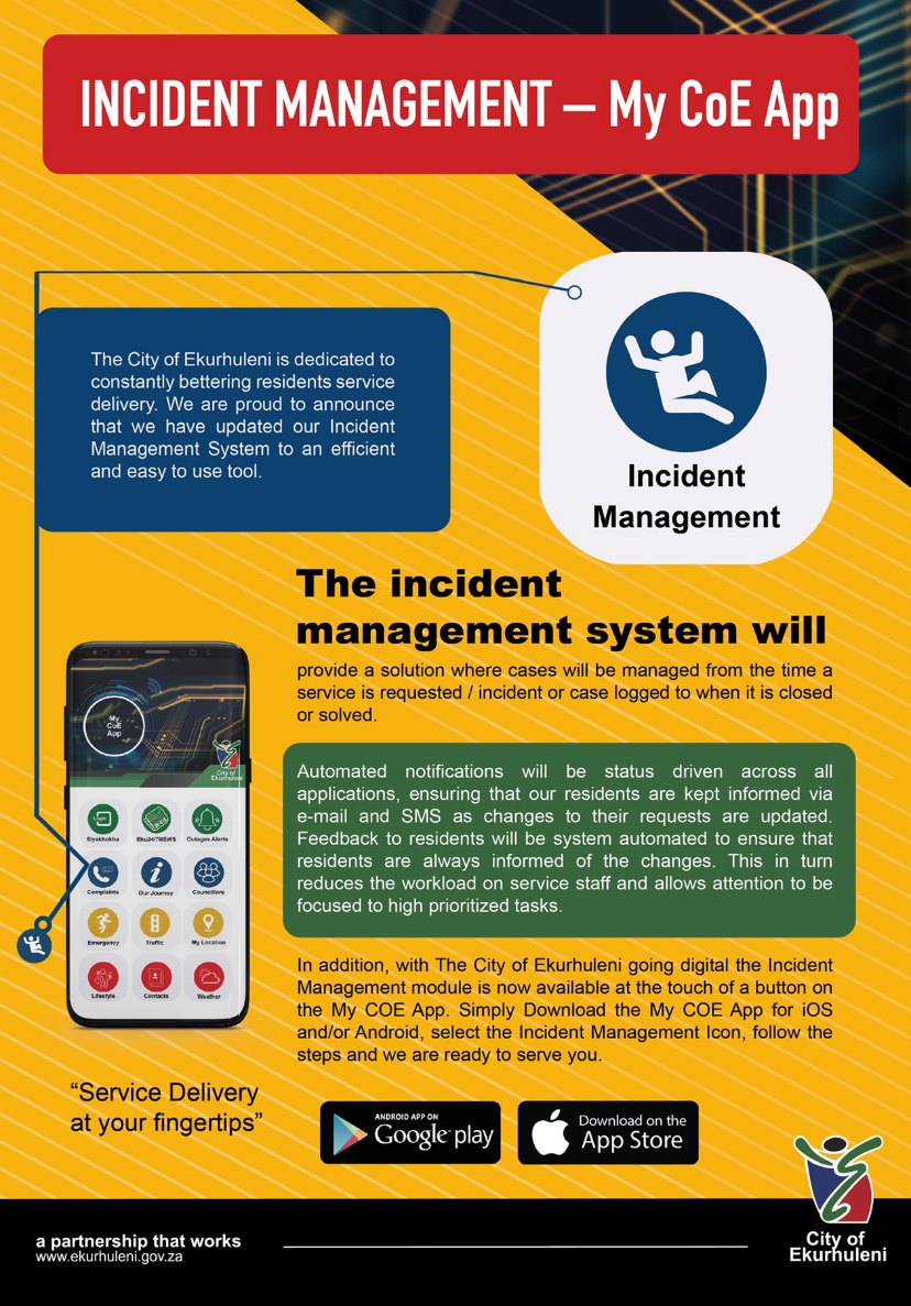 #CoE Incident Management -Step by... - City of Ekurhuleni | Facebook