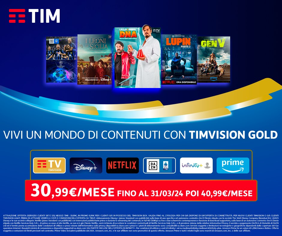 TIM - Scegli TIMVISION GOLD e vivi un mondo di contenuti con Disney+ ...