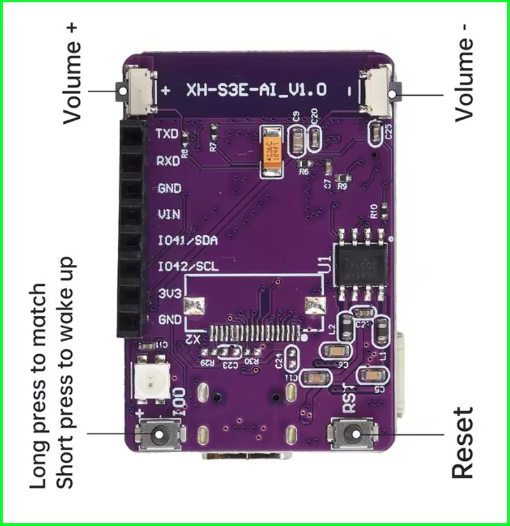 写真のボード(XH-S3E-AI)は、マイク、スピーカ,0.96インチ128x64 OLED