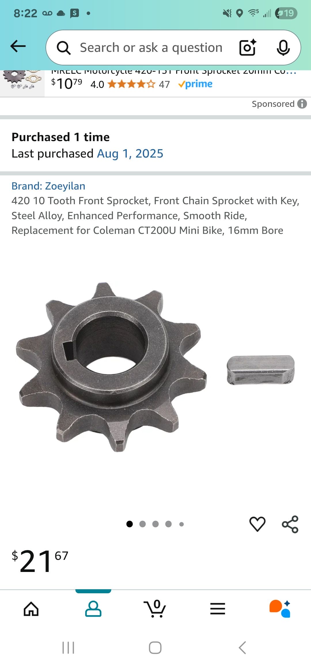 coleman mini bike drive shaft size CILOYU Jackshaft Sprocket Threaded Shaft for CT200U BT200X Coleman Trail CT200U Mini Bike AlveyTech 5mm Jackshaft Sprocket Parts