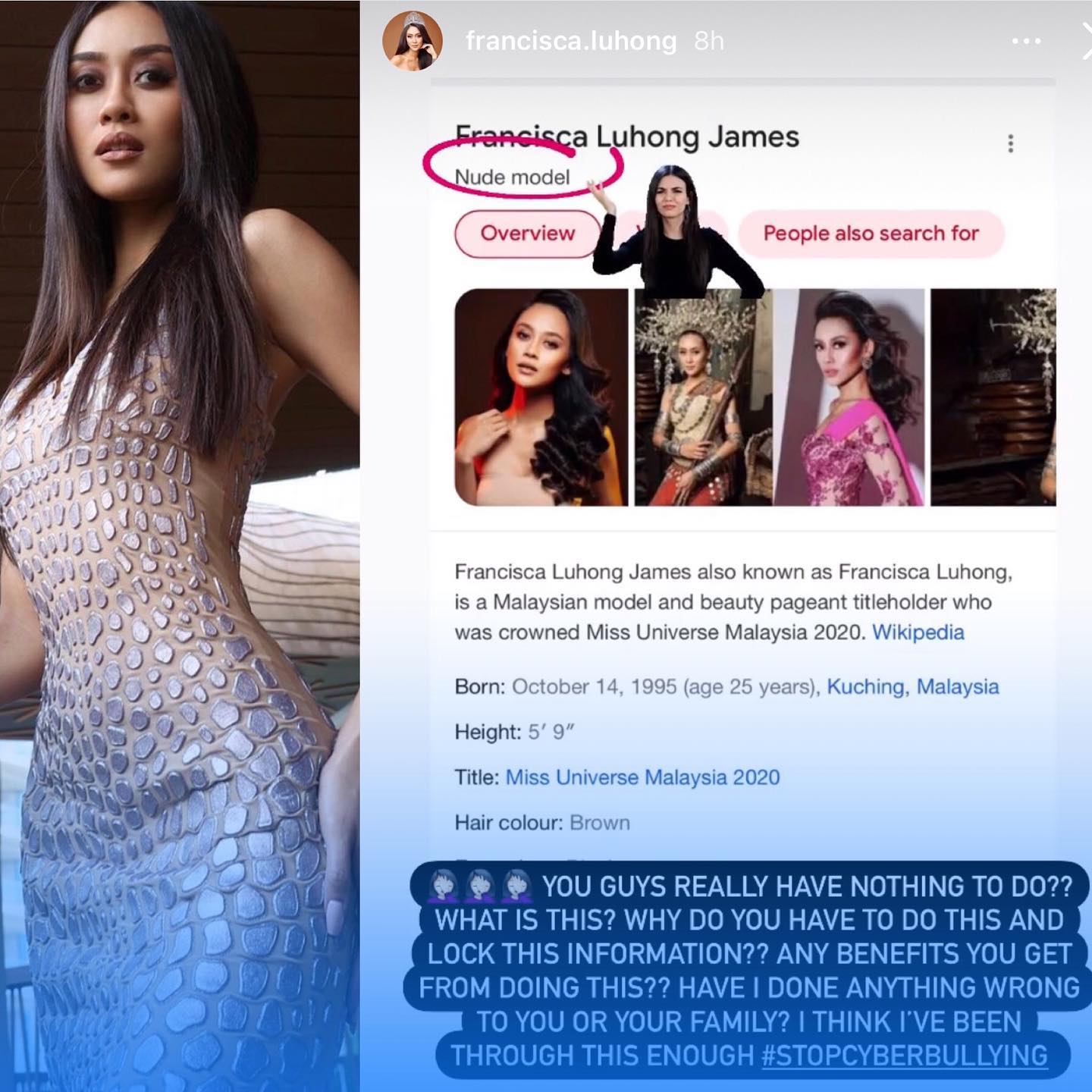 Sash Factor Stop The Bullying Miss Universe Malaysia 2020 Francisca Luhong James Cries Foul On The Latest Cyber Attack Against Her Missuniverse Missuniverse2020 69thmissuniverse Missmalaysia Sashfactor Facebook