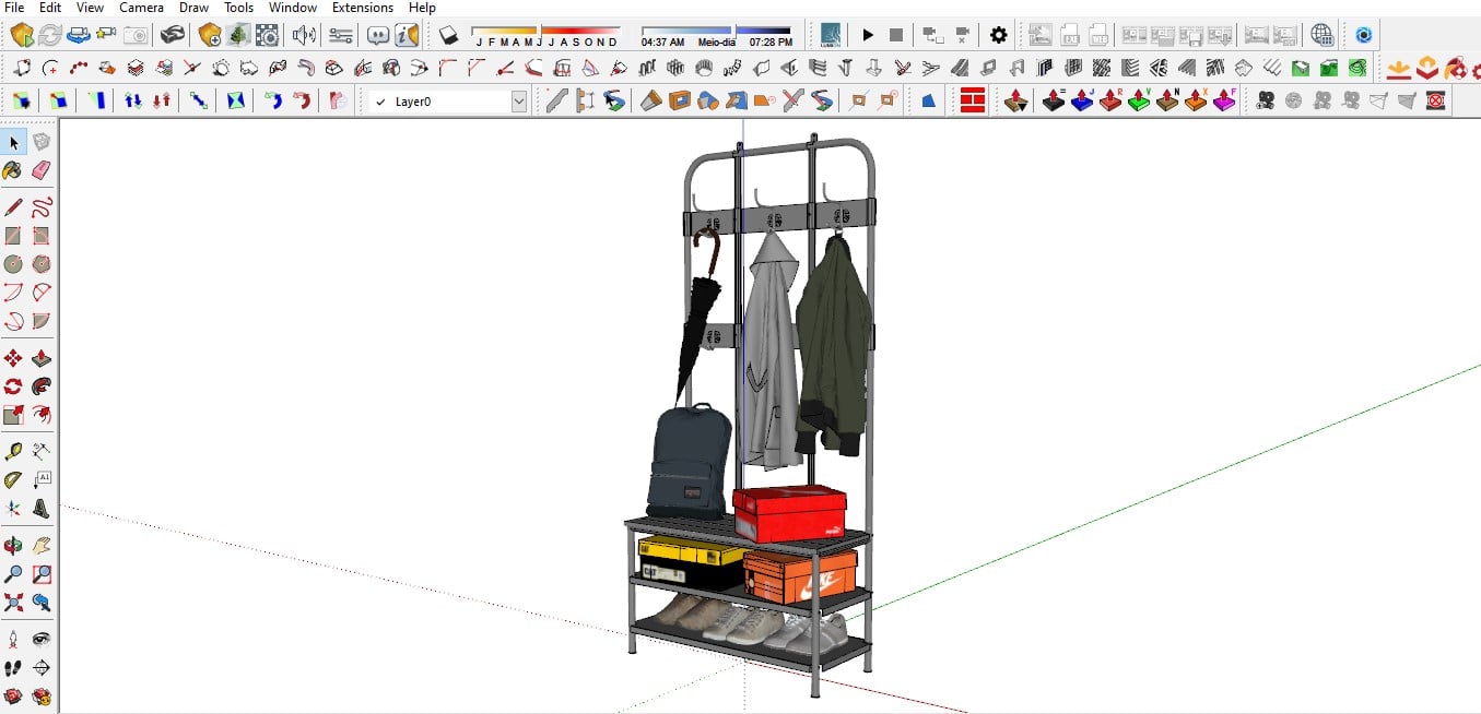 Clothes Rack Free Sketchup Model... - Sketchup Models Cart