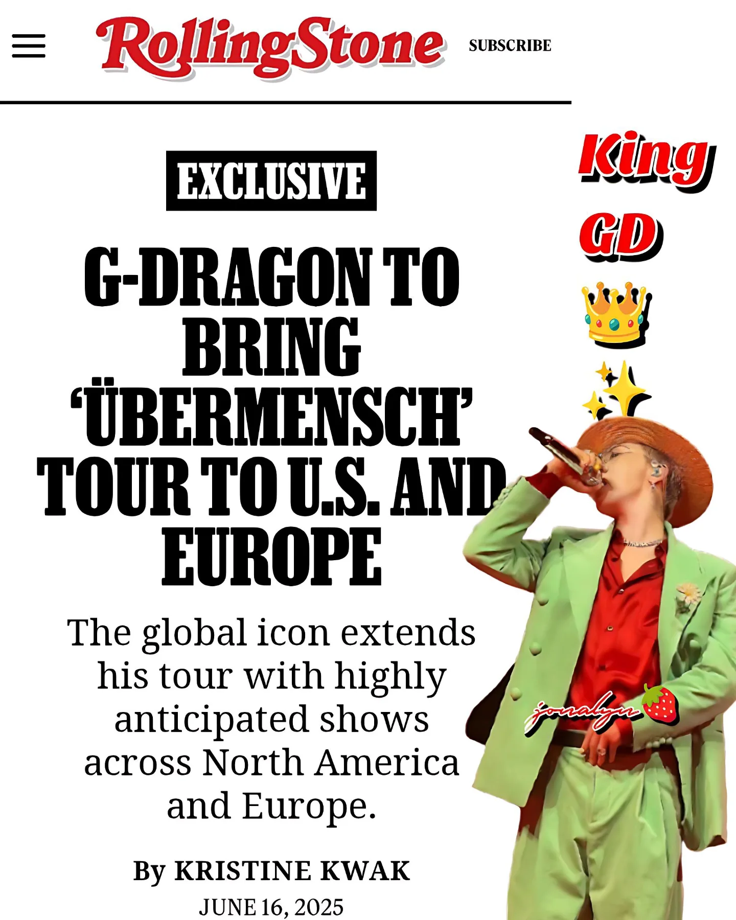JUST ANNOUNCED! G-DRAGON, leader of the hottest Korean band