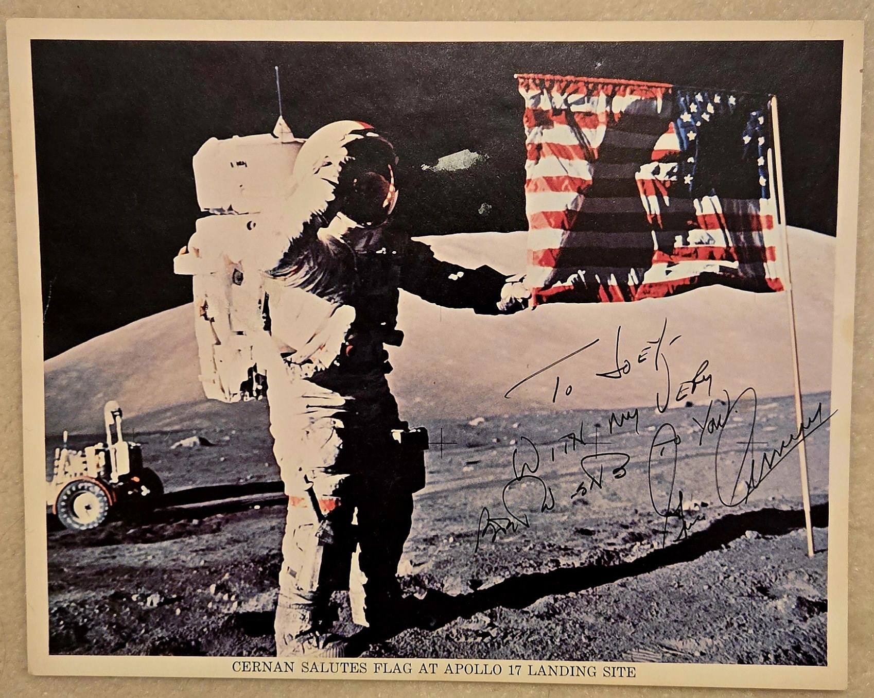 Gene Cernan signed NASA photo gifted to space enthusiast