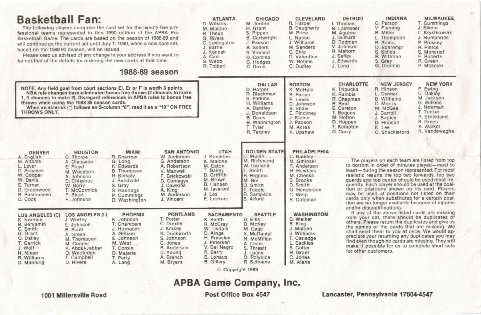 APBA Basketball